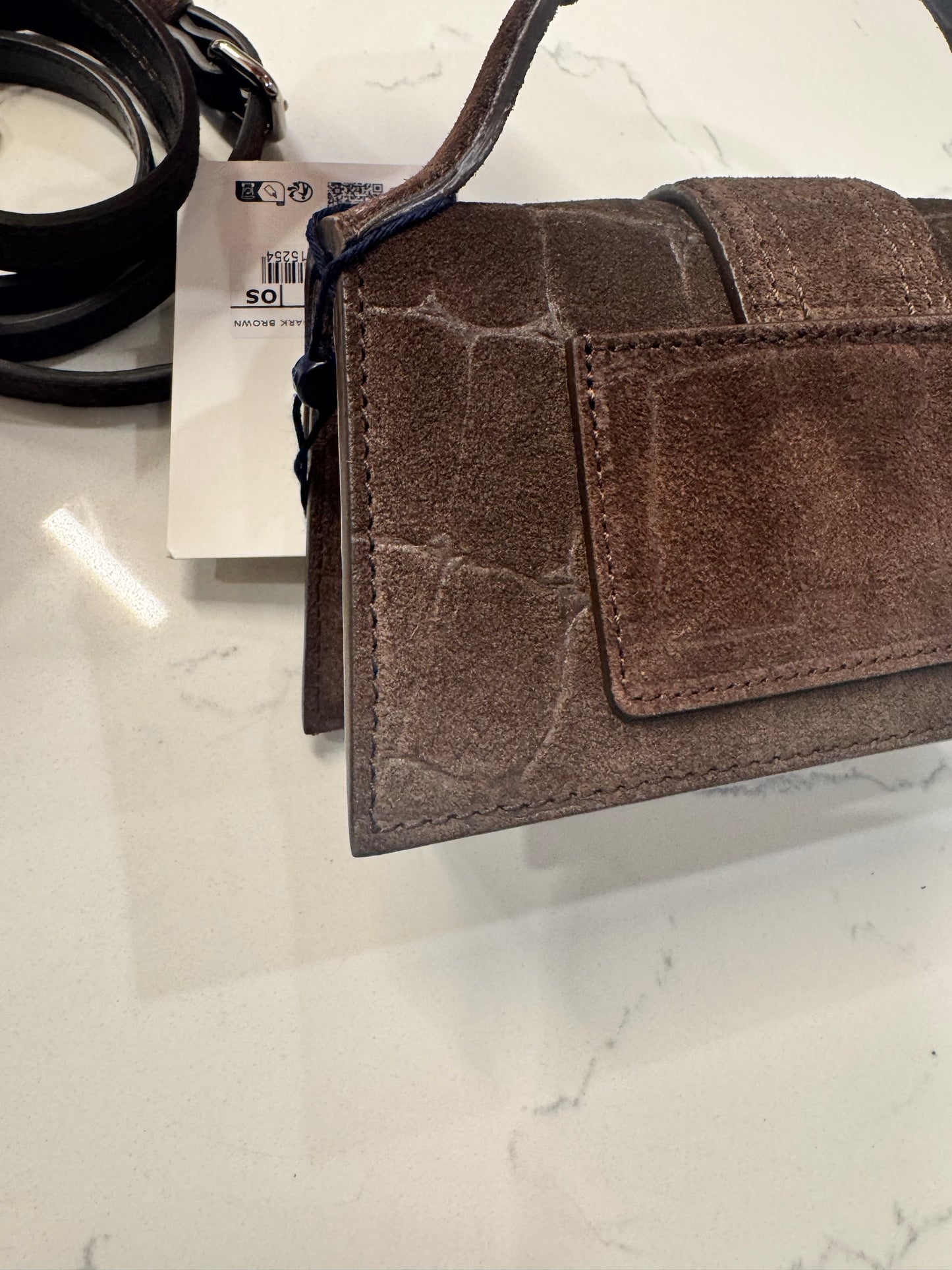 Jacquemus Le Bambino mini bag in crocodile/ suede