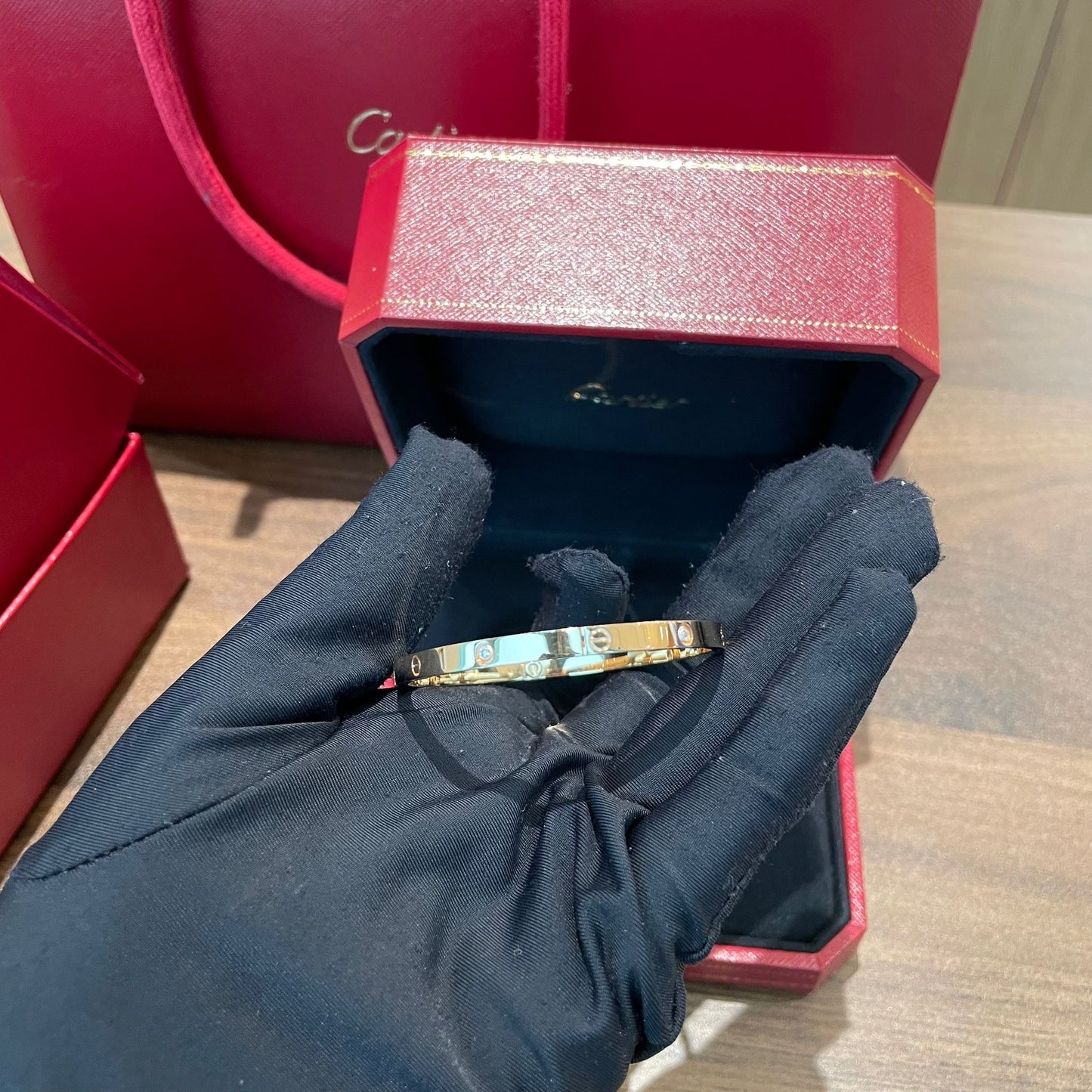 Cartier Love Bracelet 6 Diamond, Small Model, Yellow Gold