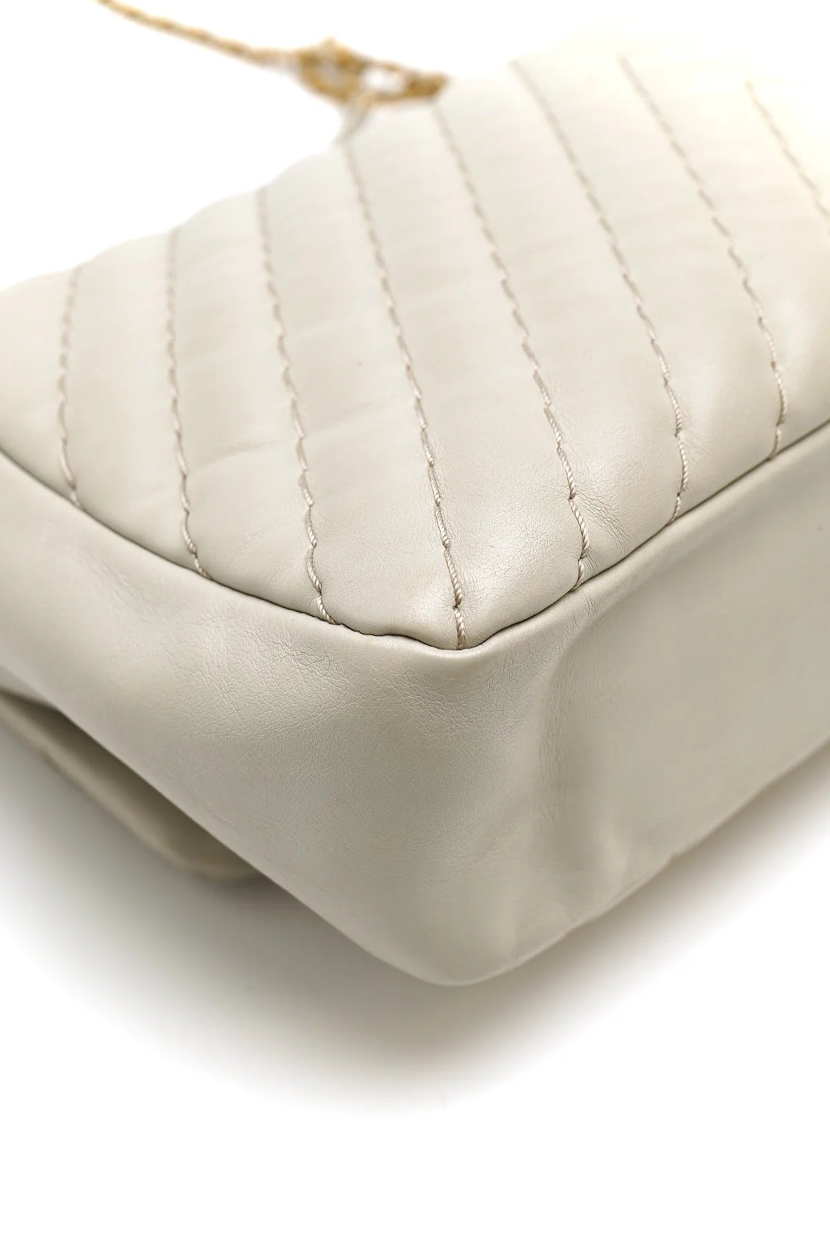 Chanel Calfskin Chevron Quilted Medium Double Flap Grey