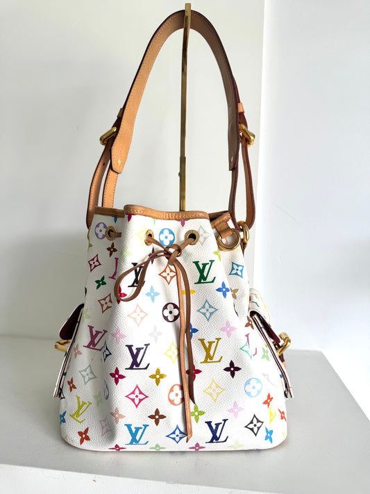 Louis Vuitton x Takashi Murakami White Monogram Multicolore Petit Noé