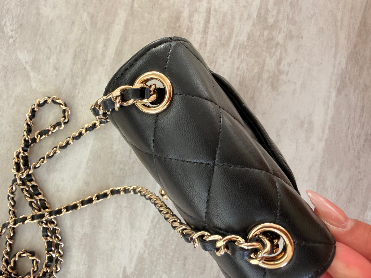 Chanel Quilted Lambskin Phone Holder With Chain GHW