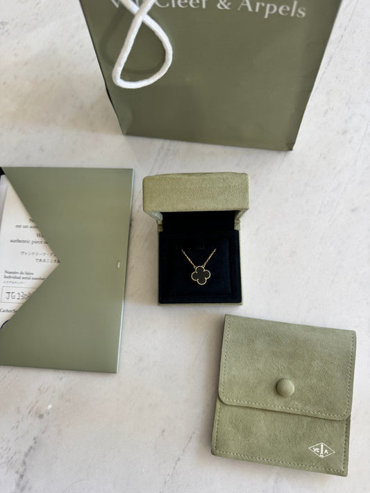 Van Cleef And Arpels Alhambra Vintage Necklace, 18k Gold & Black Onyx