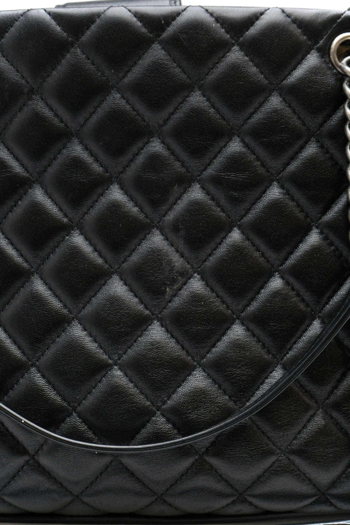 Chanel Lambskin Quilted Shopping Tote Black