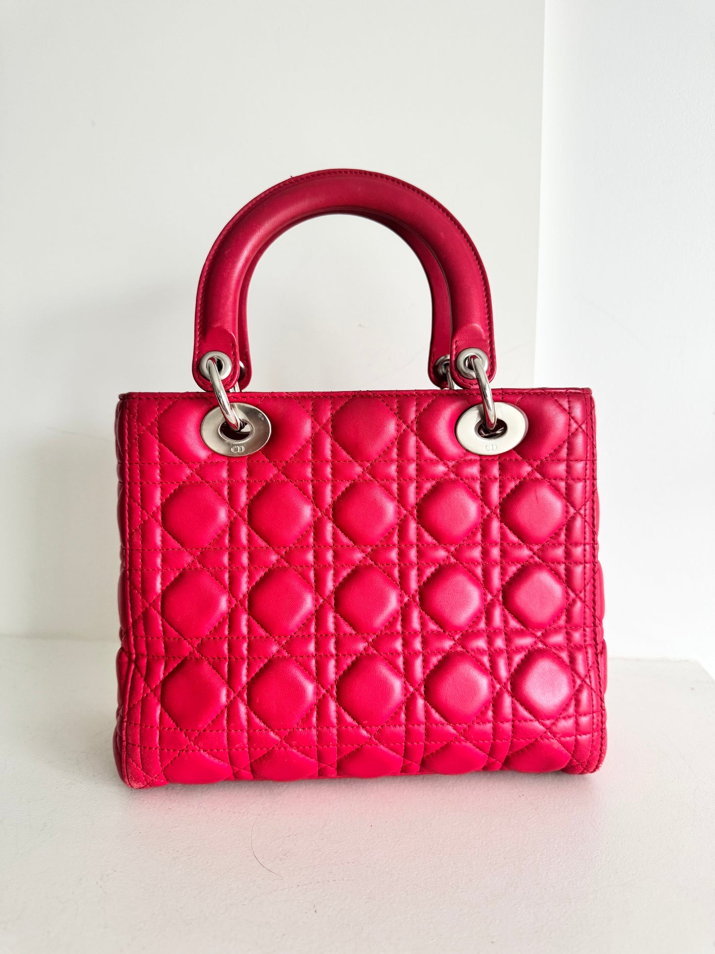 Christian Dior medium Lady, pink with signature Cannage stitching