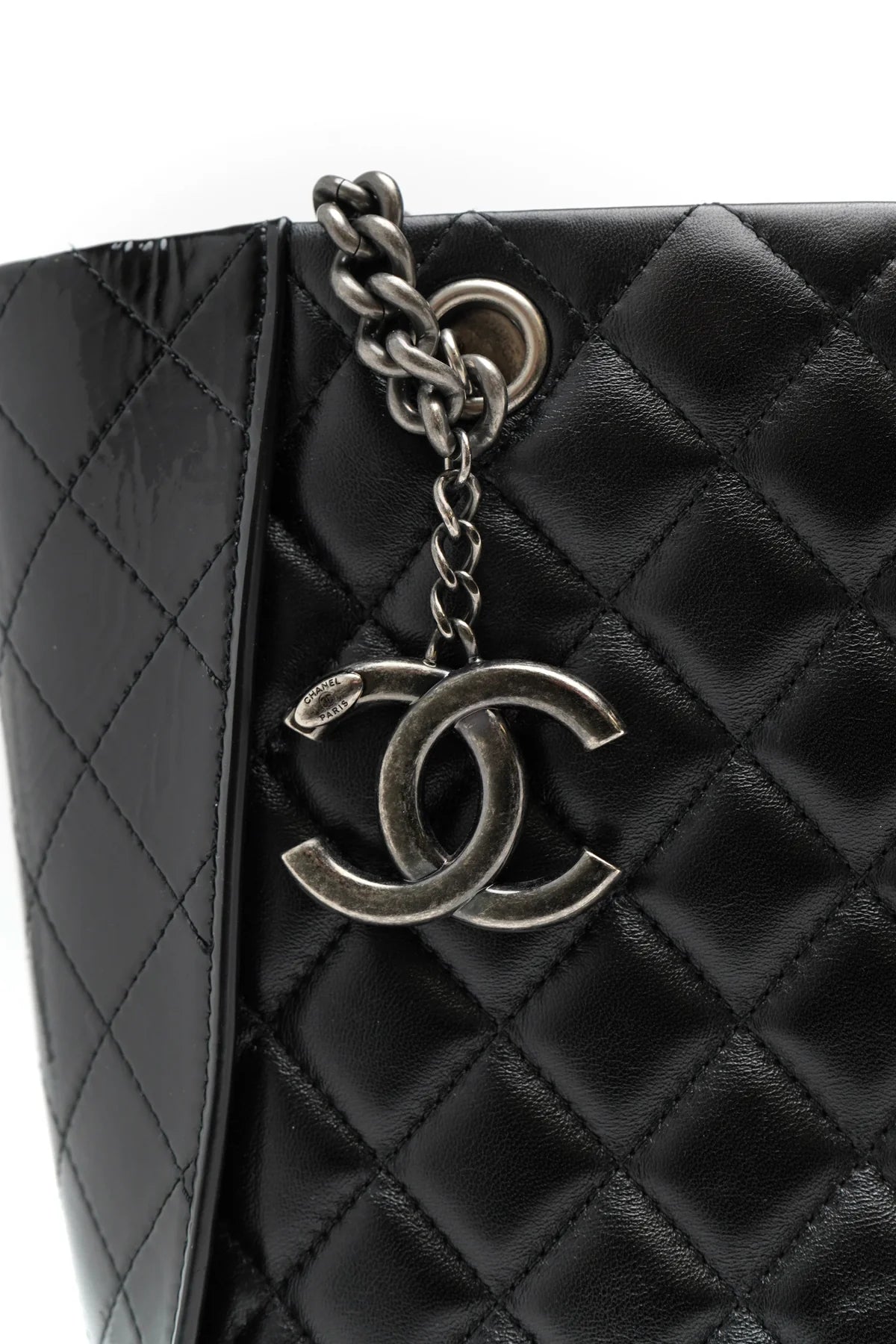 Chanel Lambskin Quilted Shopping Tote Black