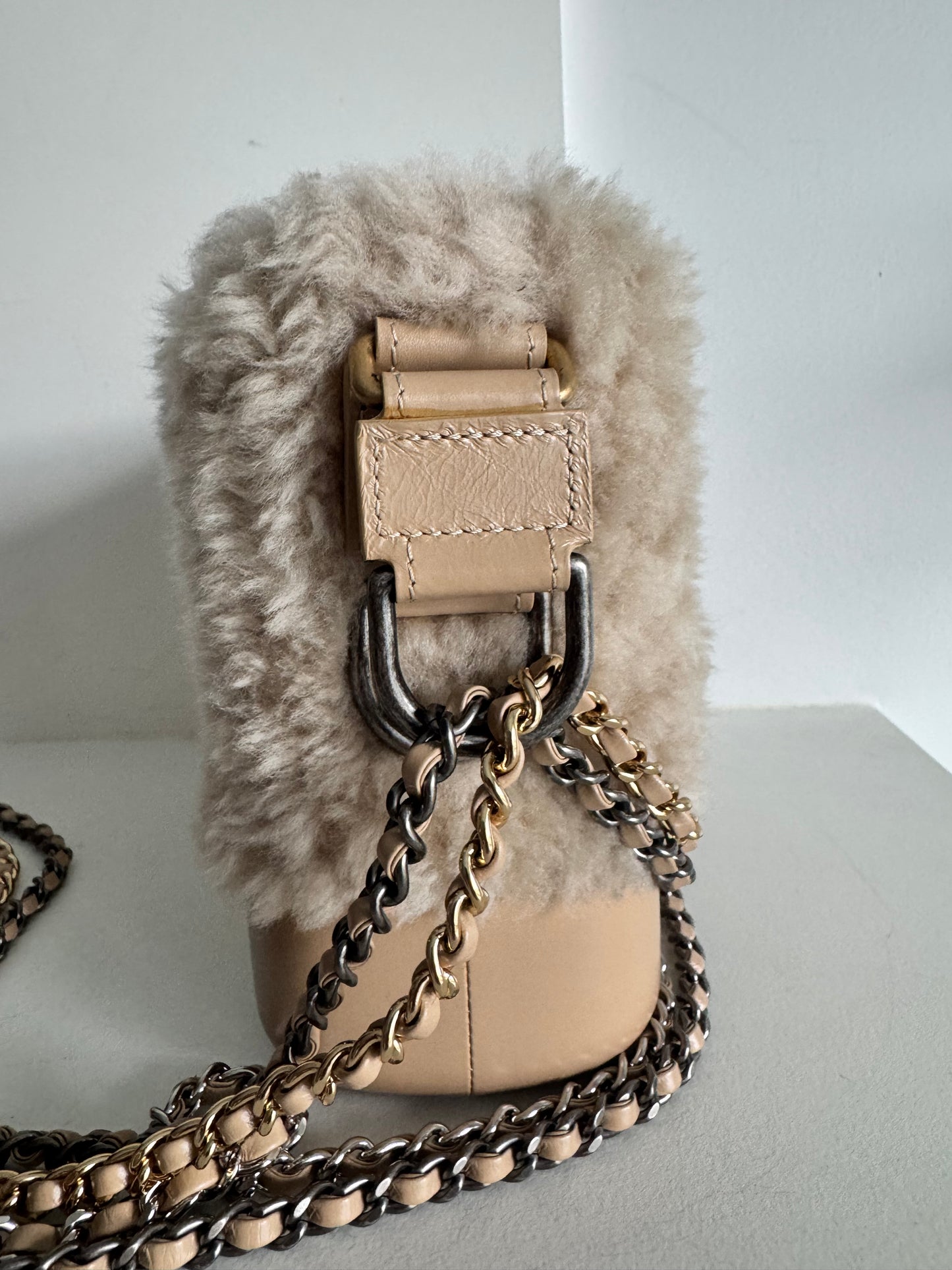 Chanel Gabrielle Hobo Small Shearling beige