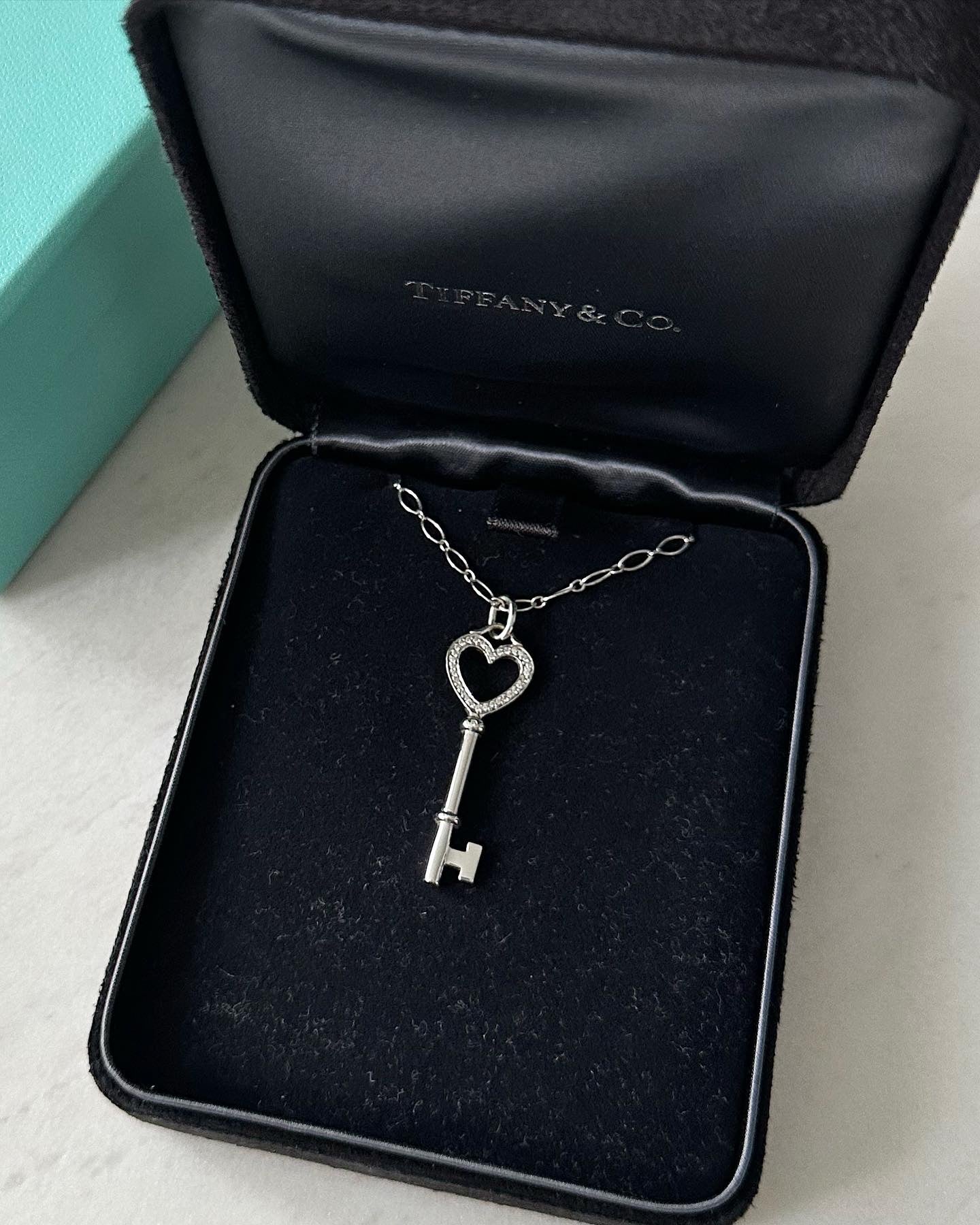 Tiffany and company diamond heart key necklace