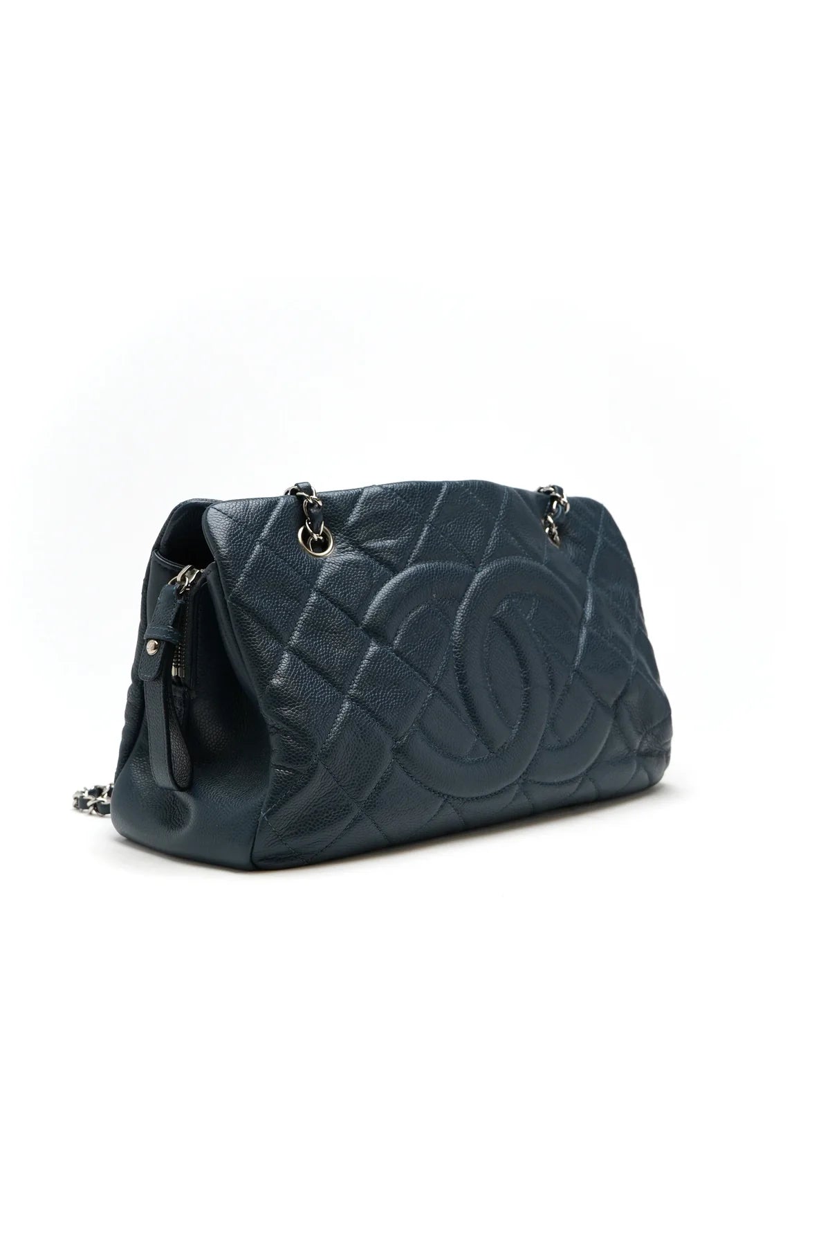 Chanel Caviar Quilted Timeless CC GST Tote Dark Navy Blue