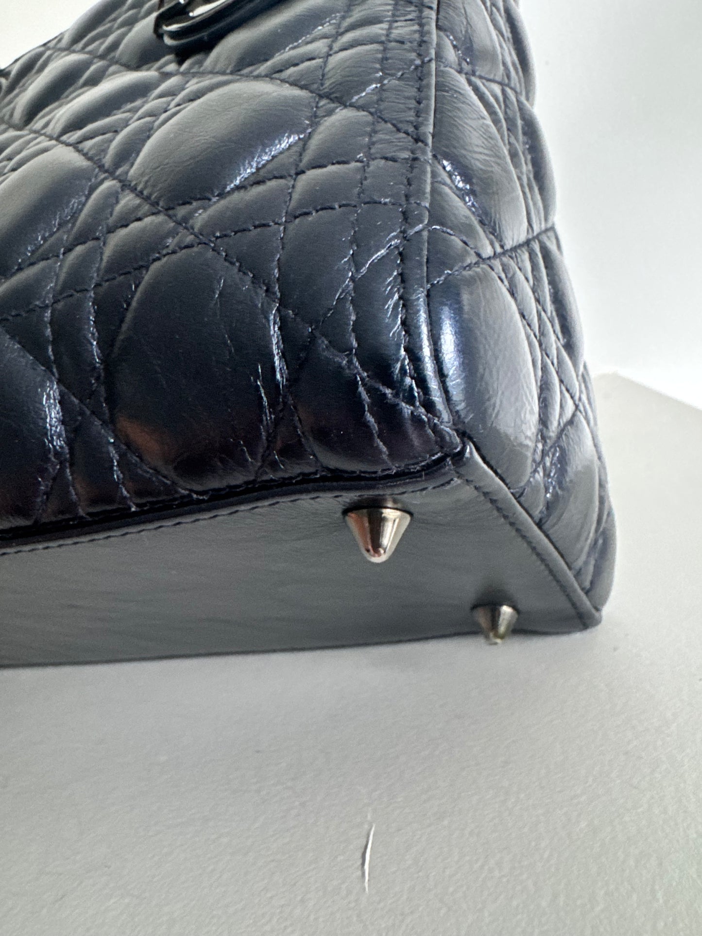 Christian Dior Medium Lady Navy with signature Cannage Stitching