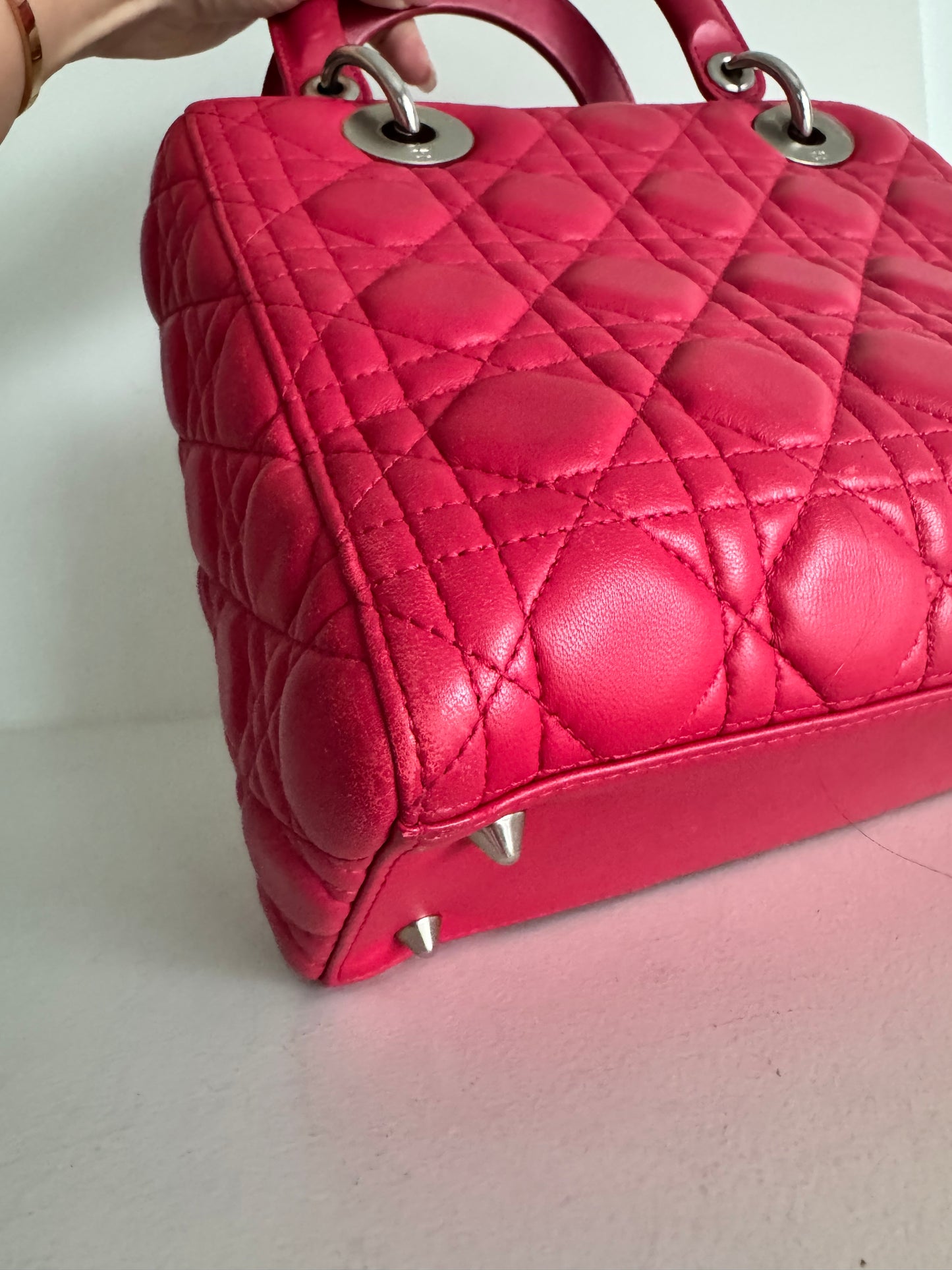 Christian Dior medium Lady, pink with signature Cannage stitching