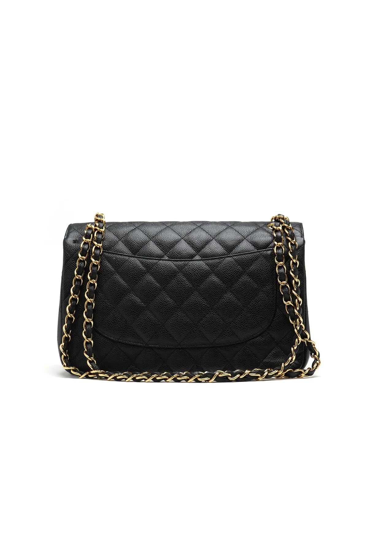 Chanel Caviar Quilted Jumbo Double Flap Black and gold