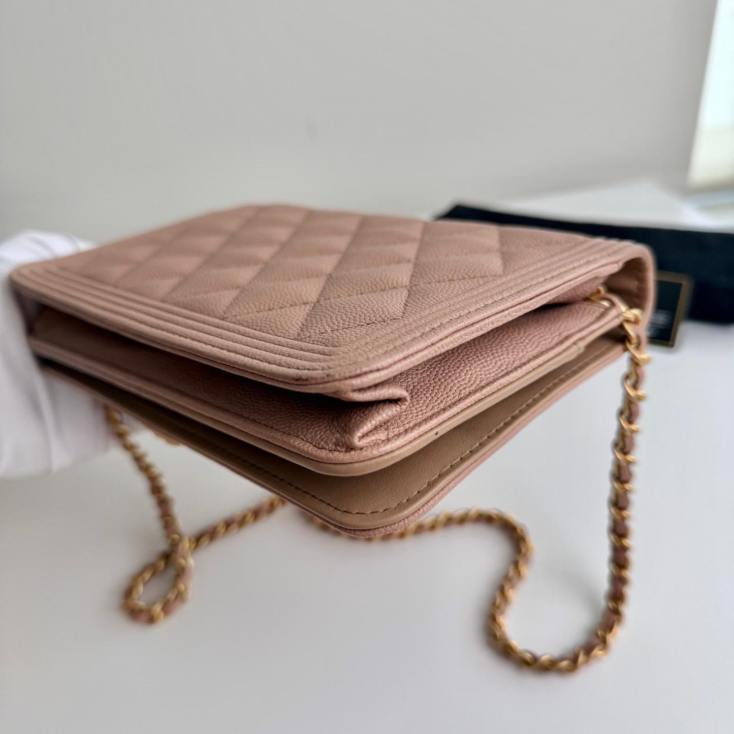 Chanel Dark Beige Boy Caviar WOC