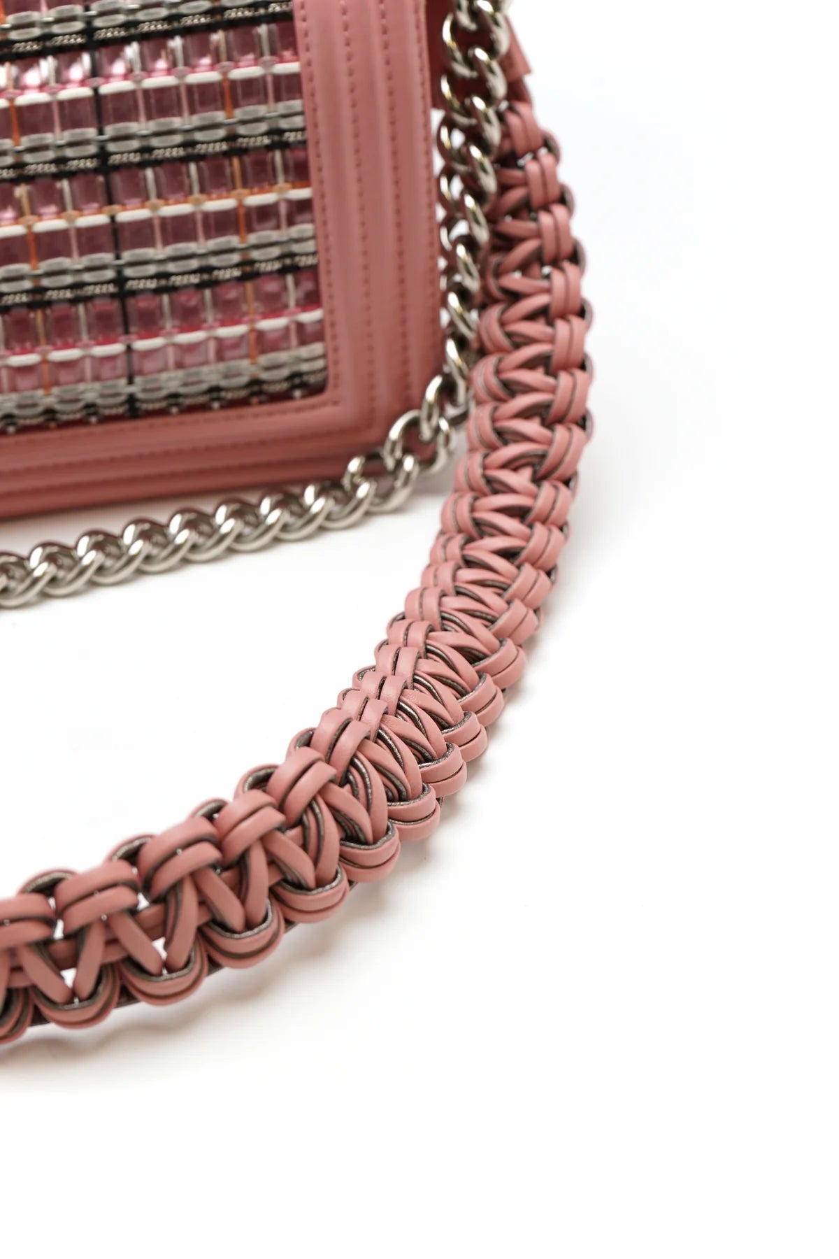 Chanel Boy Flap Bag Woven PVC with Lambskin Old Medium