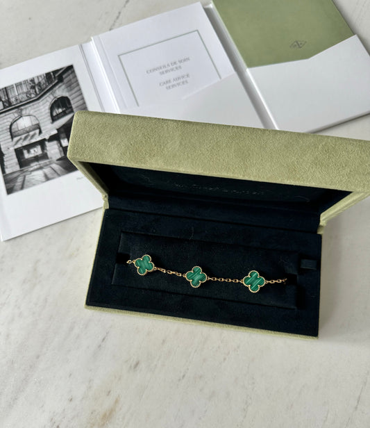 Van cleef and arpels 5motif Alhambra bracelet, malachite