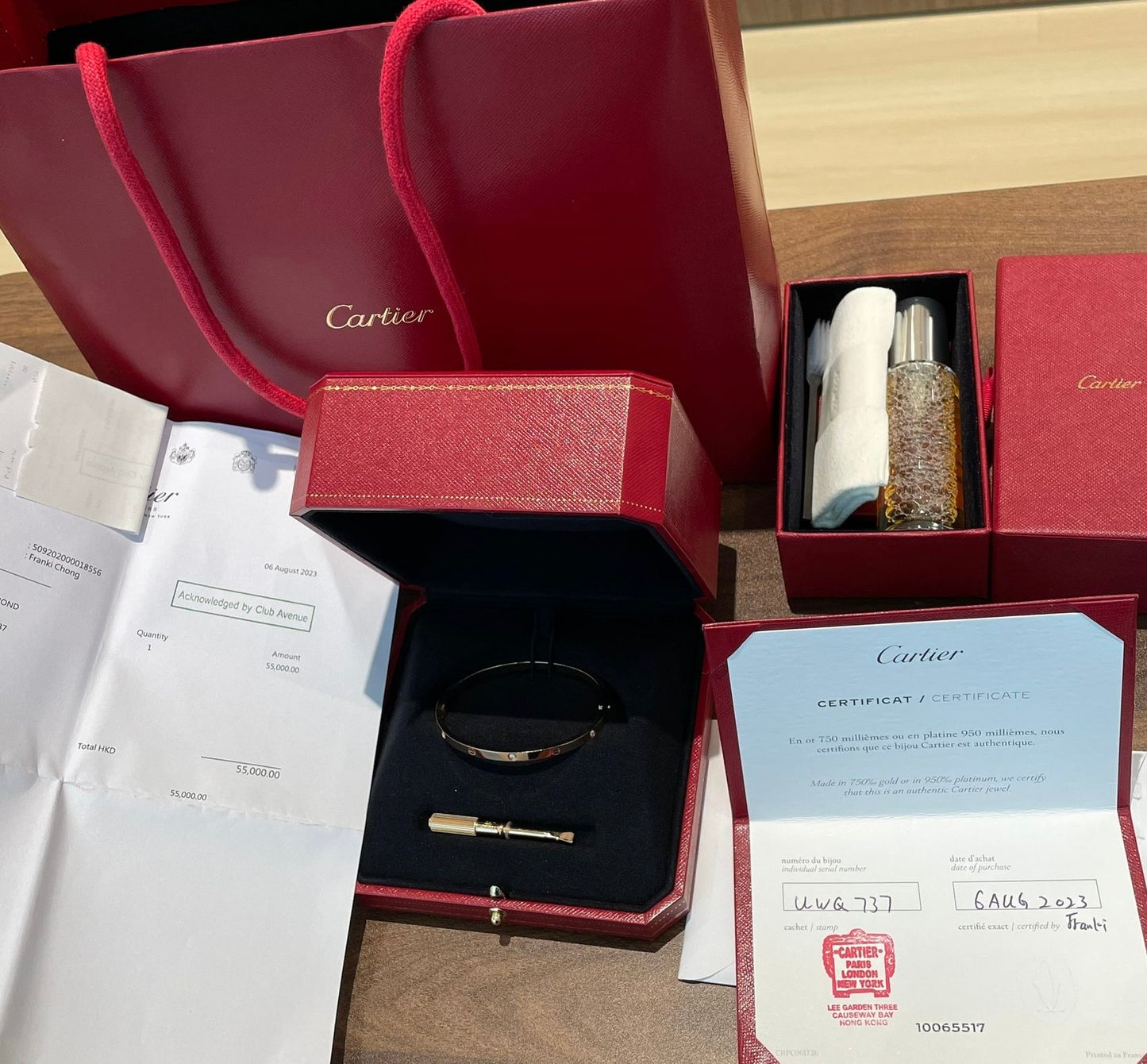 Cartier Love Bracelet 6 Diamond, Small Model, Yellow Gold