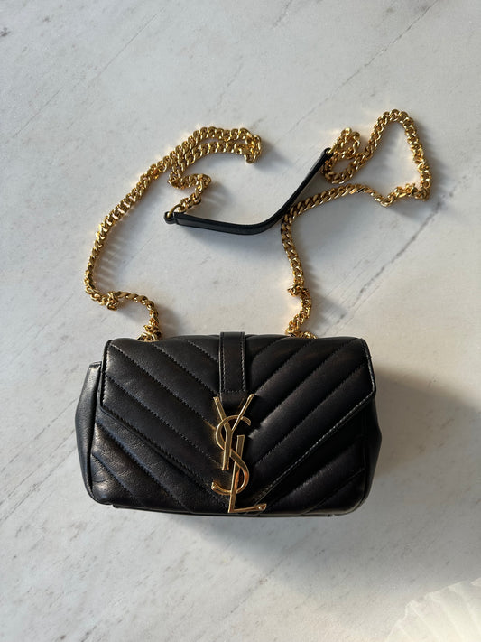 Saint laurent college mini, black ghw