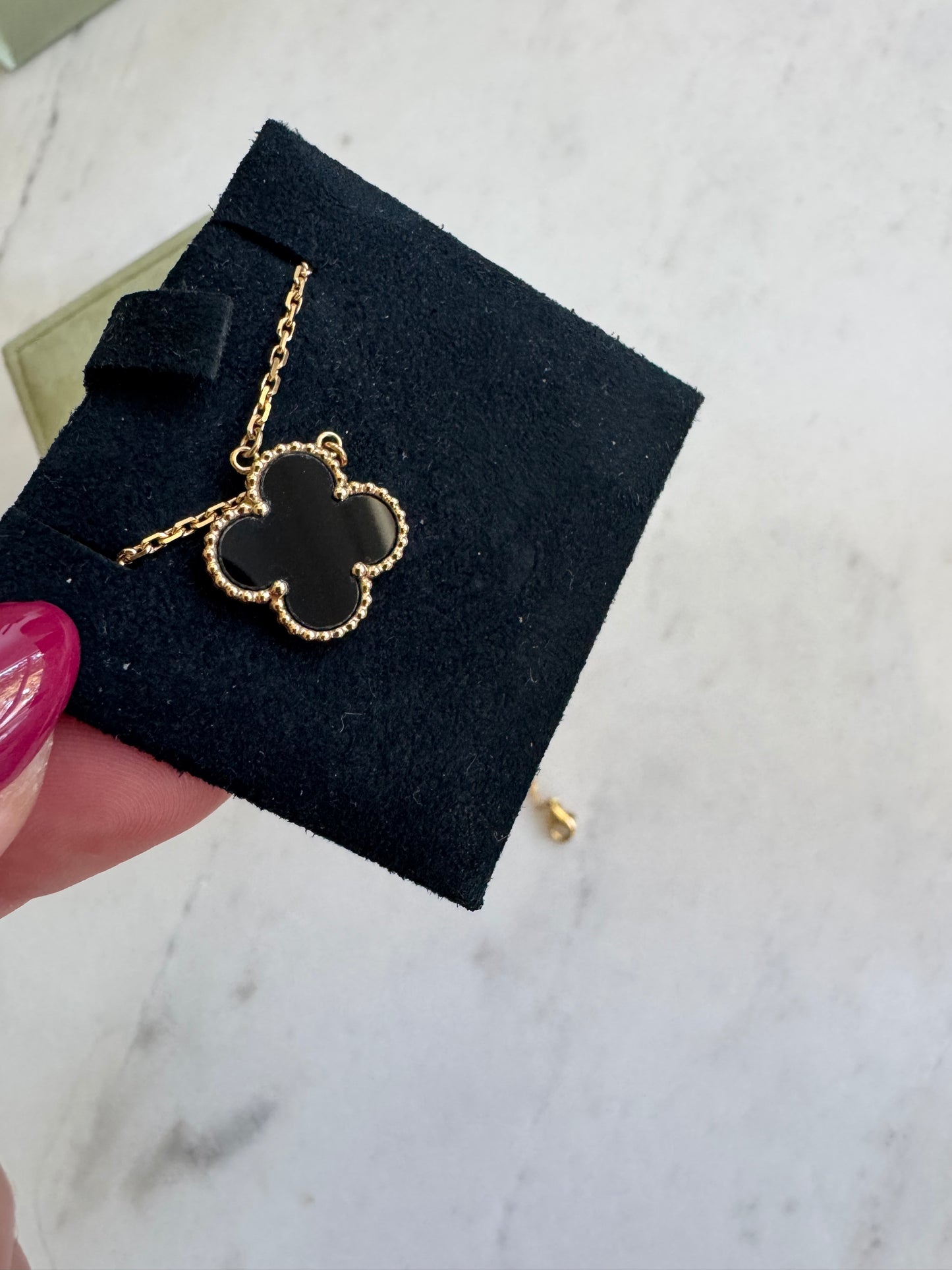 Van Cleef And Arpels Alhambra Vintage Necklace, 18k Gold & Black Onyx