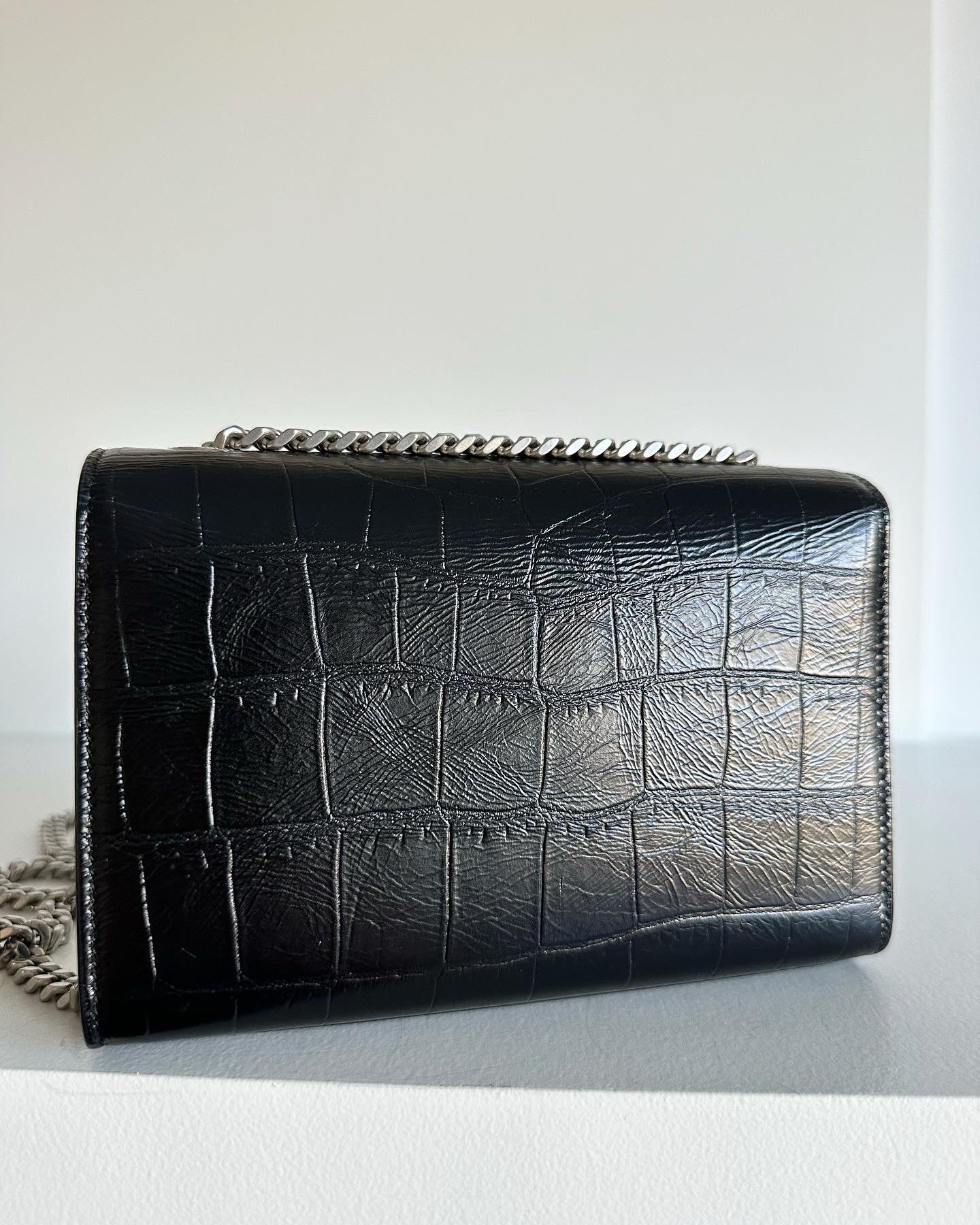 Saint Laurent Small Kate Croc Embossed bag