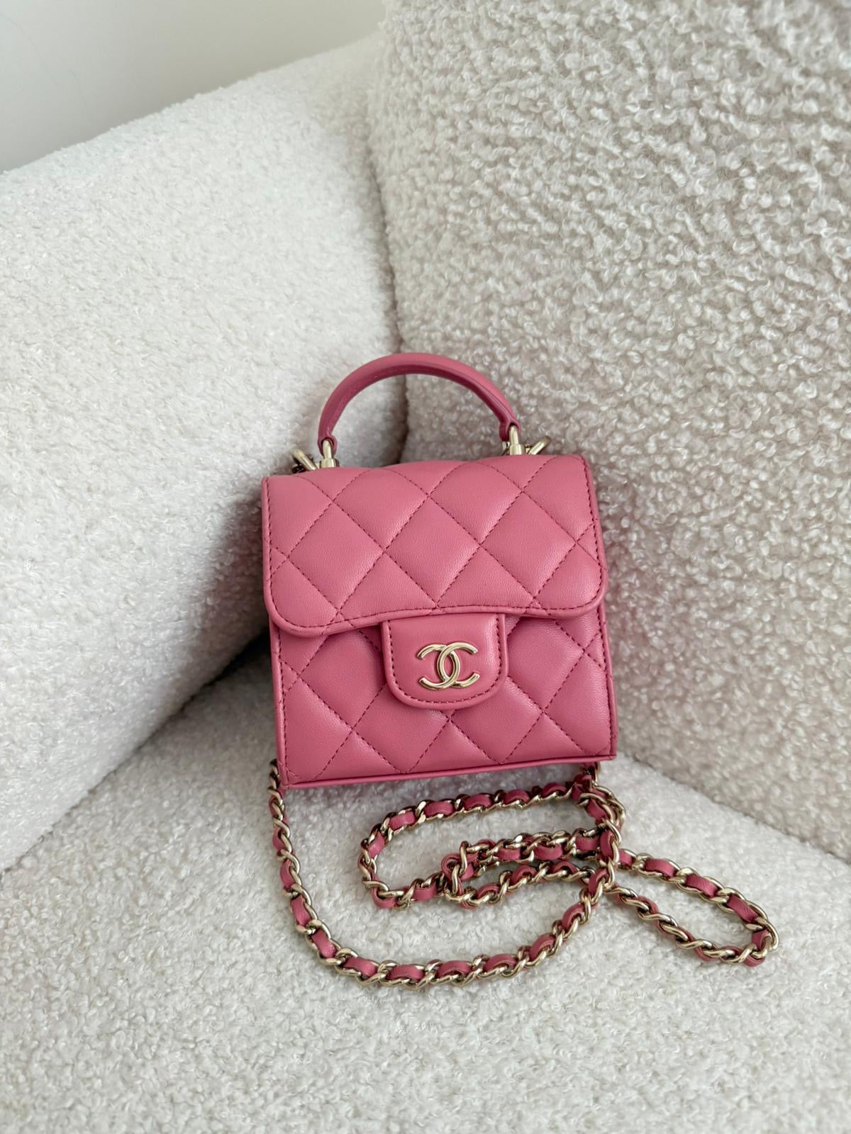 Chanel Mini Top Handle Clutch On Chain