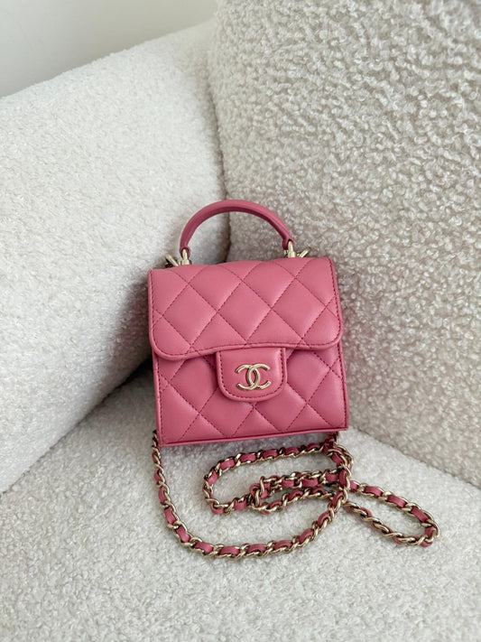 Chanel Mini Top Handle Clutch On Chain