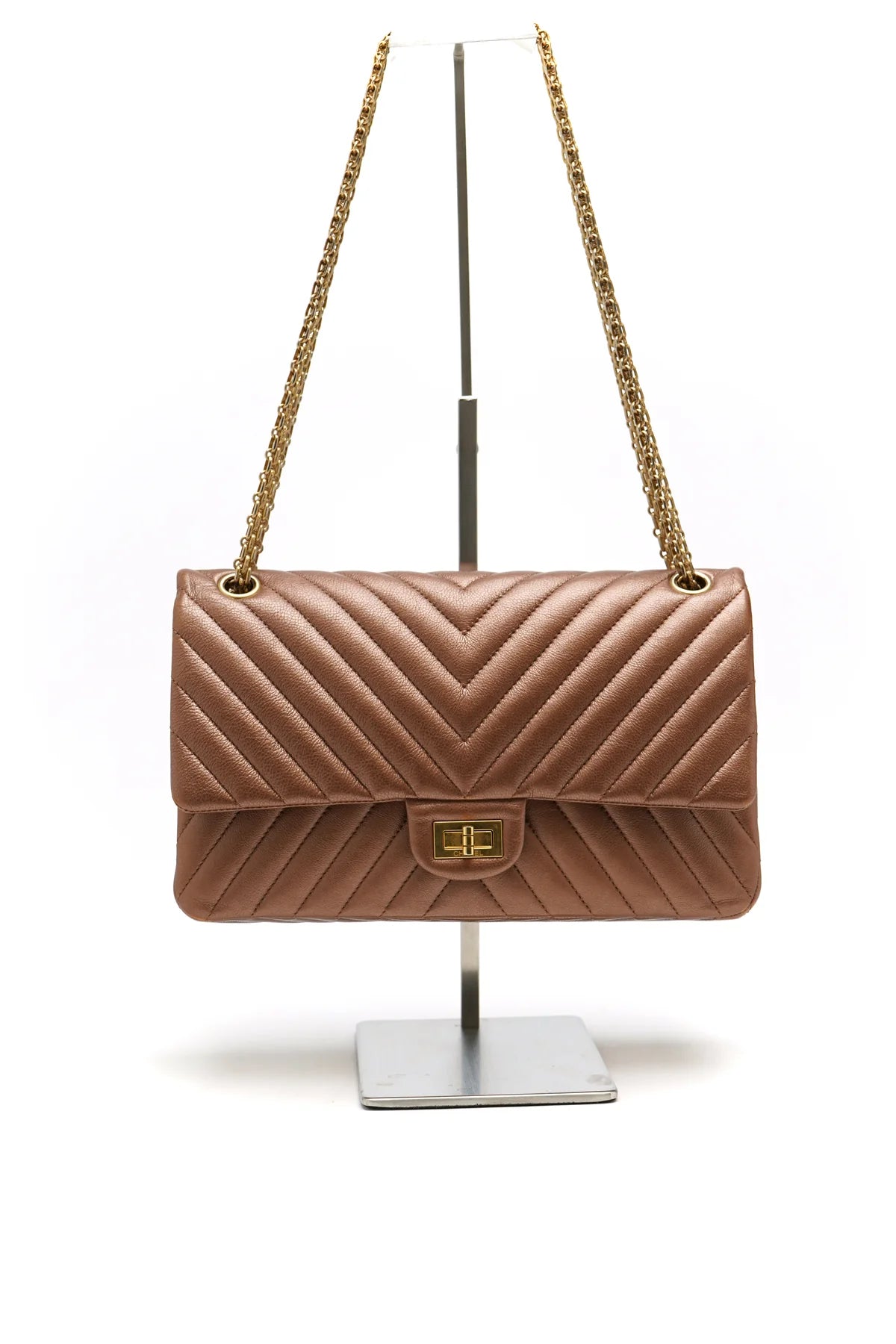 Chanel Metallic Calfskin Chevron Quilted 2.55 Reissue 226 Flap Gold