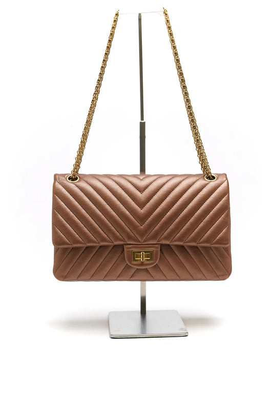 Chanel Metallic Calfskin Chevron Quilted 2.55 Reissue 226 Flap Gold