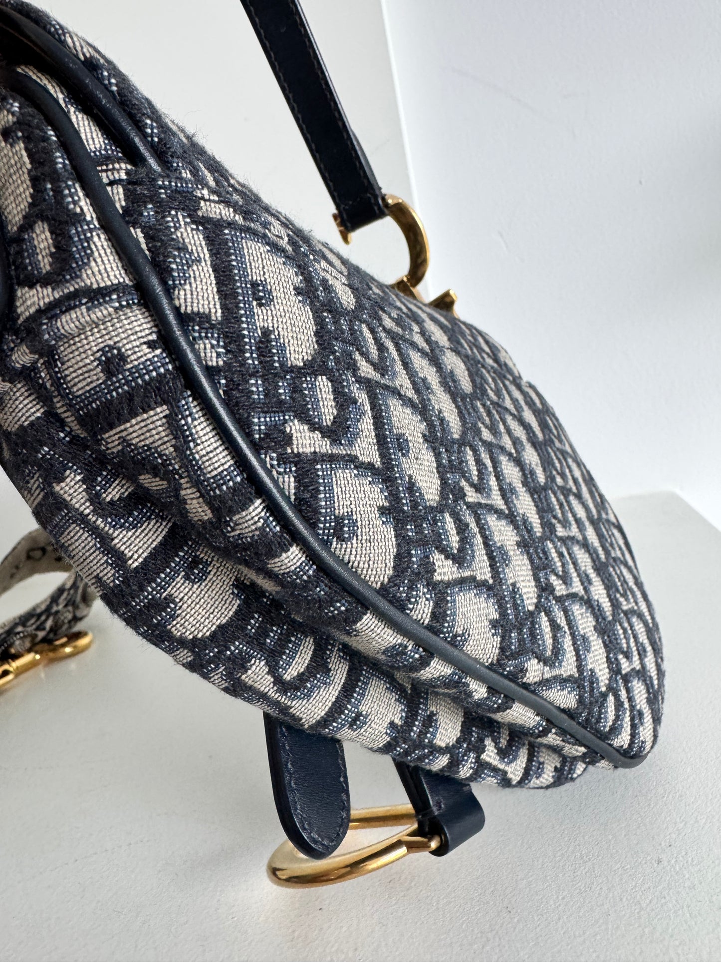 Christian Dior Mini Saddle Oblique Jacquard Bag with strap