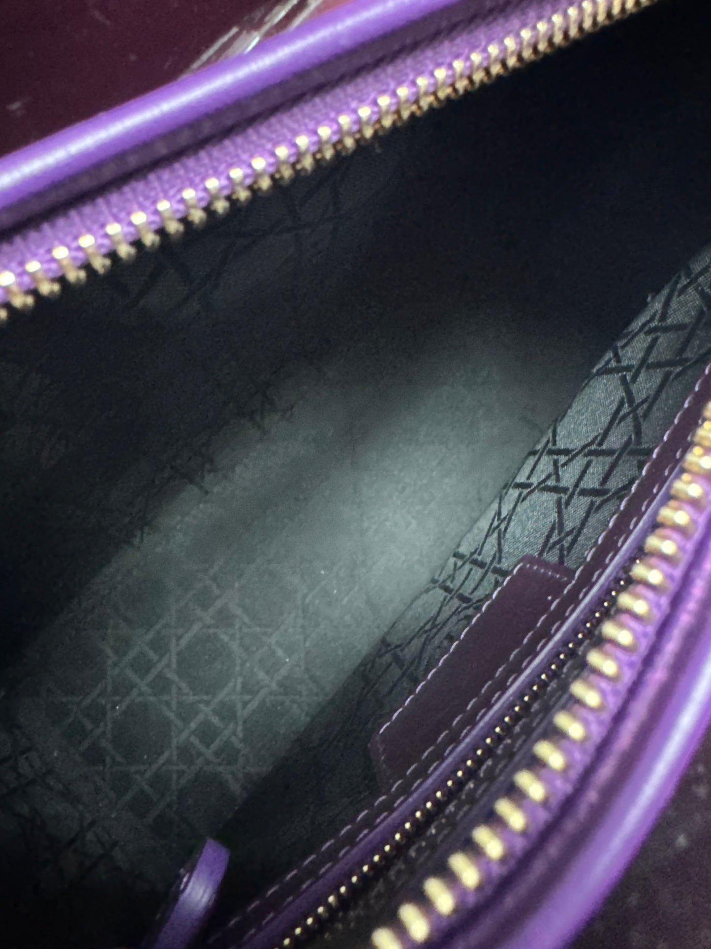 Christian Dior medium Lady, dark purple with signature Cannage stitching