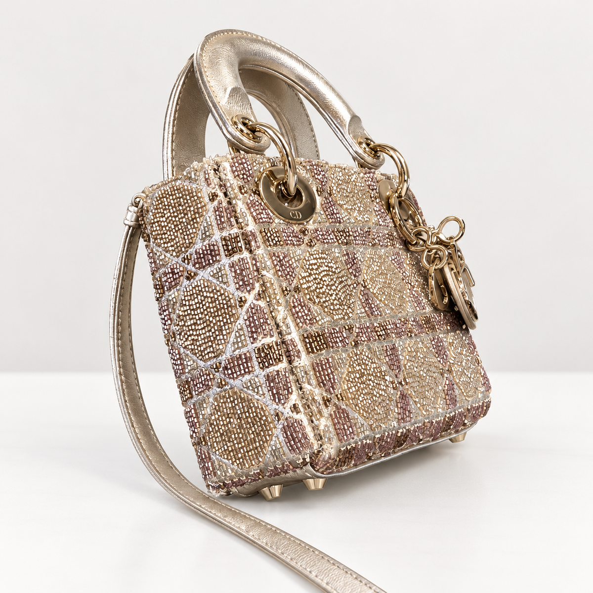 Christian Dior Beaded Cannage Embroidered Micro Lady Dior
