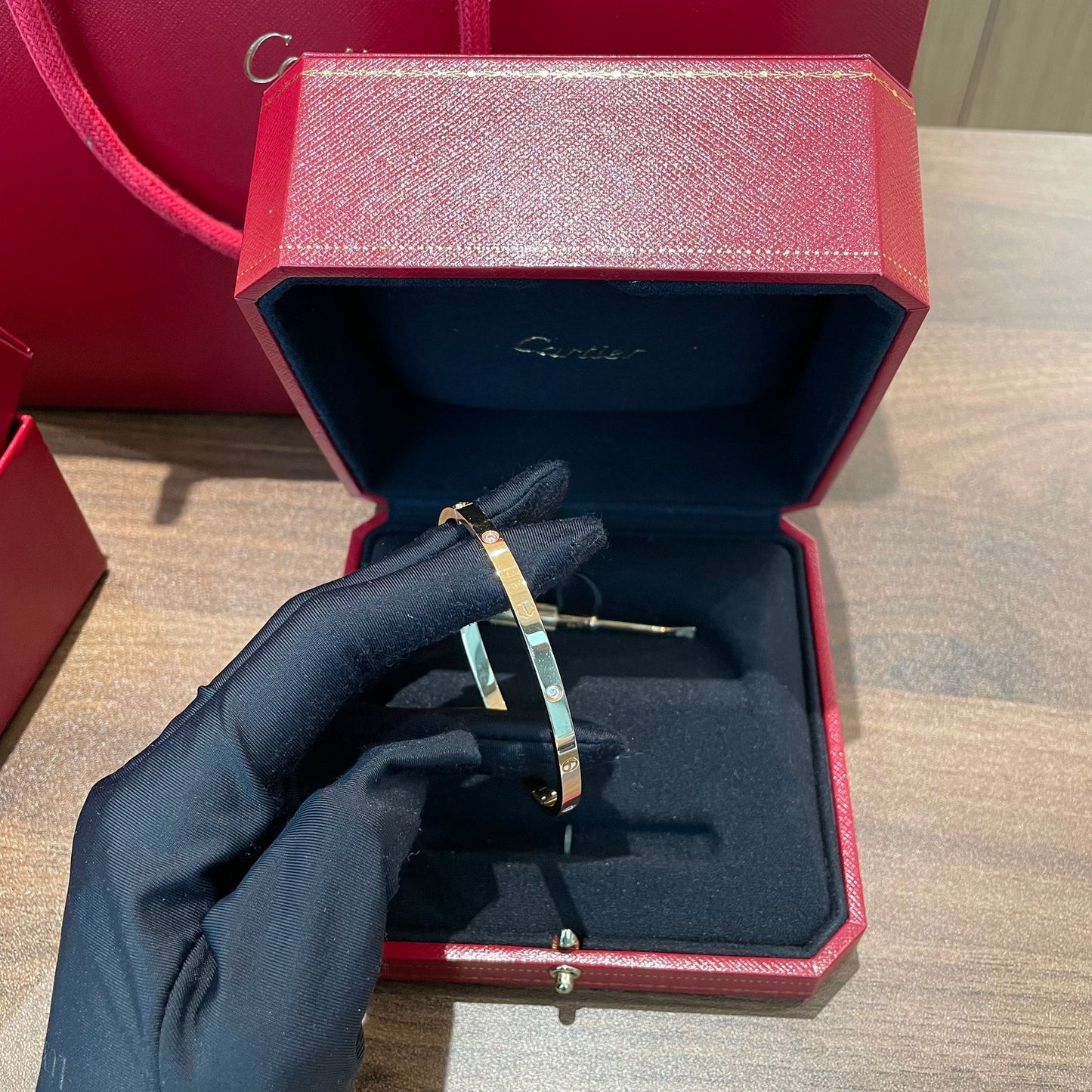 Cartier Love Bracelet 6 Diamond, Small Model, Yellow Gold