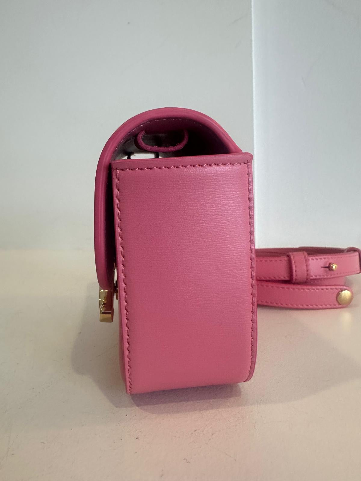 Celine Mini Claude In Shiny Calfskin, pink