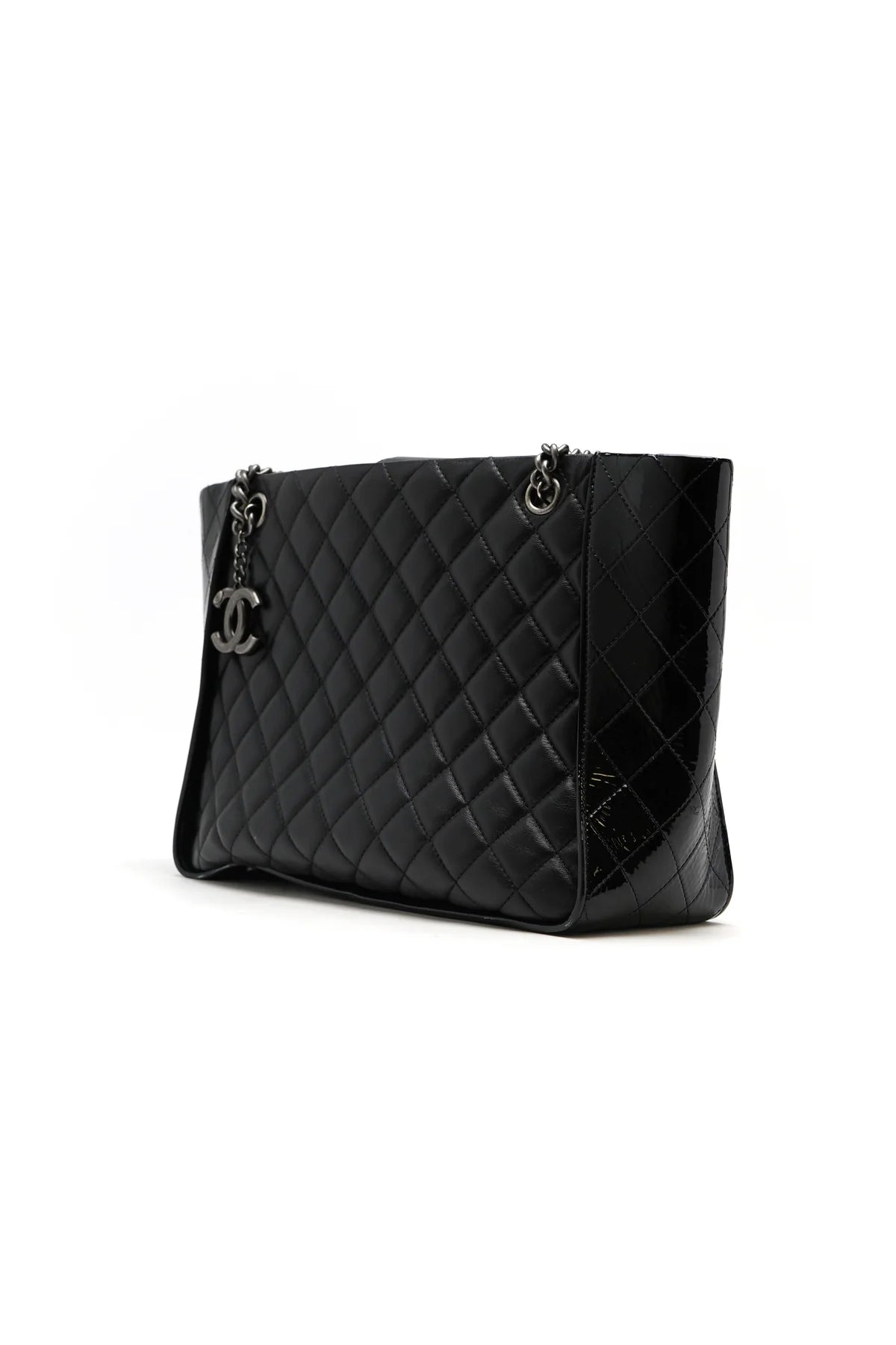 Chanel Lambskin Quilted Shopping Tote Black