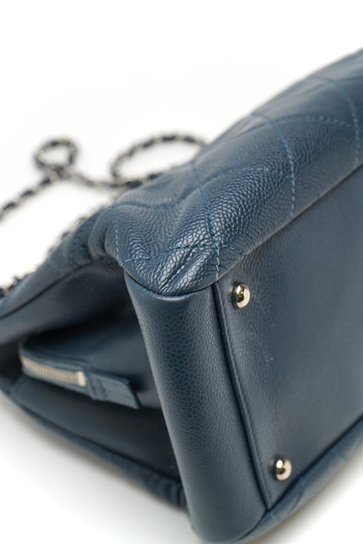 Chanel Caviar Quilted Timeless CC GST Tote Dark Navy Blue