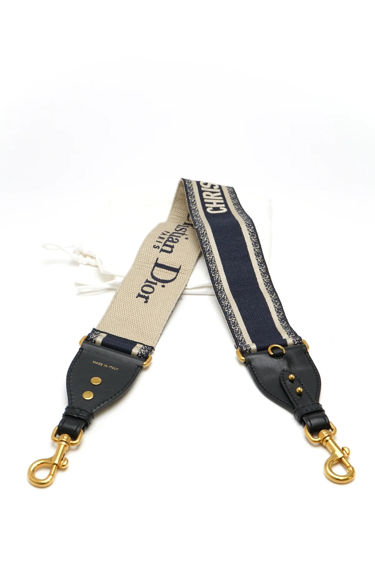 Christian Dior Oblique Embroidered Saddle Bag Blue with strap