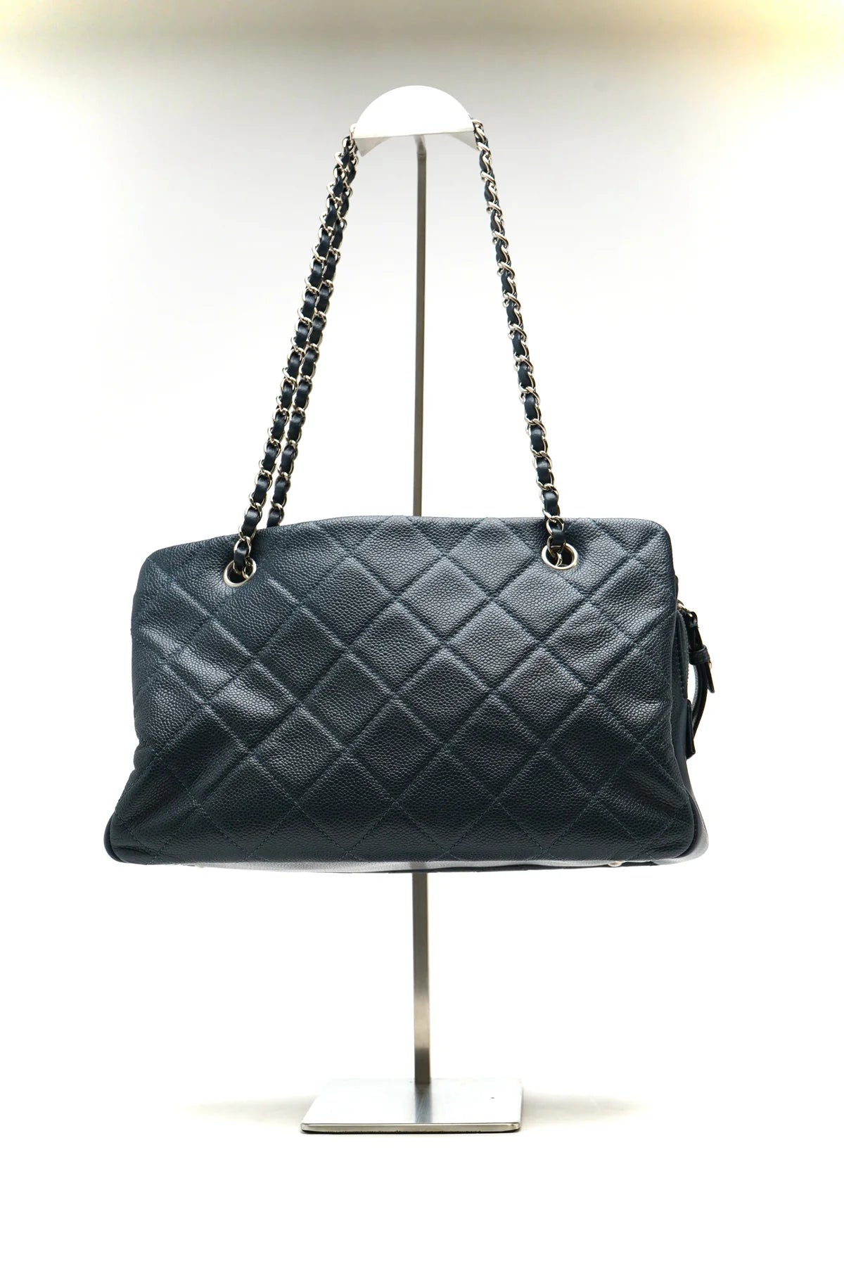 Chanel Caviar Quilted Timeless CC GST Tote Dark Navy Blue