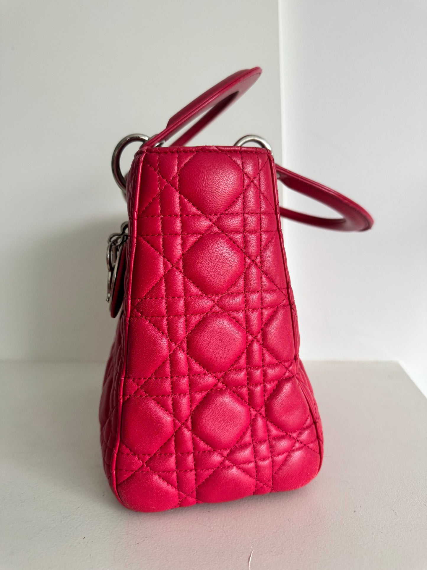 Christian Dior medium Lady, pink with signature Cannage stitching