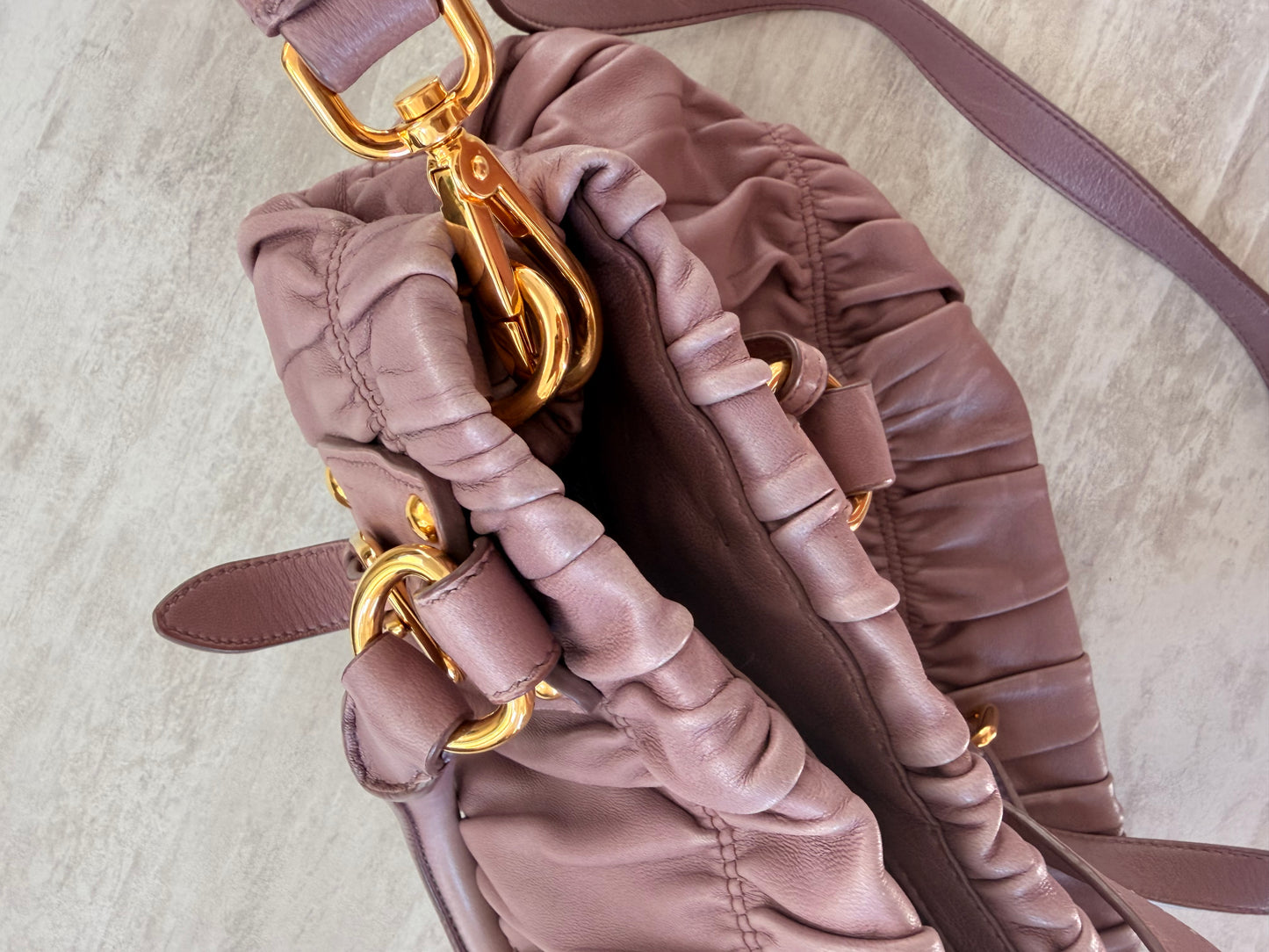 Prada Nappa Gaufre (Ruched) Leather Tote
