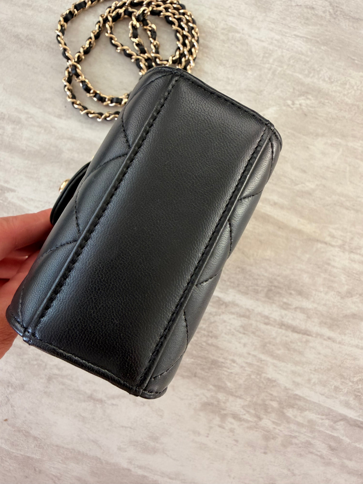 Chanel Quilted Lambskin Phone Holder With Chain GHW