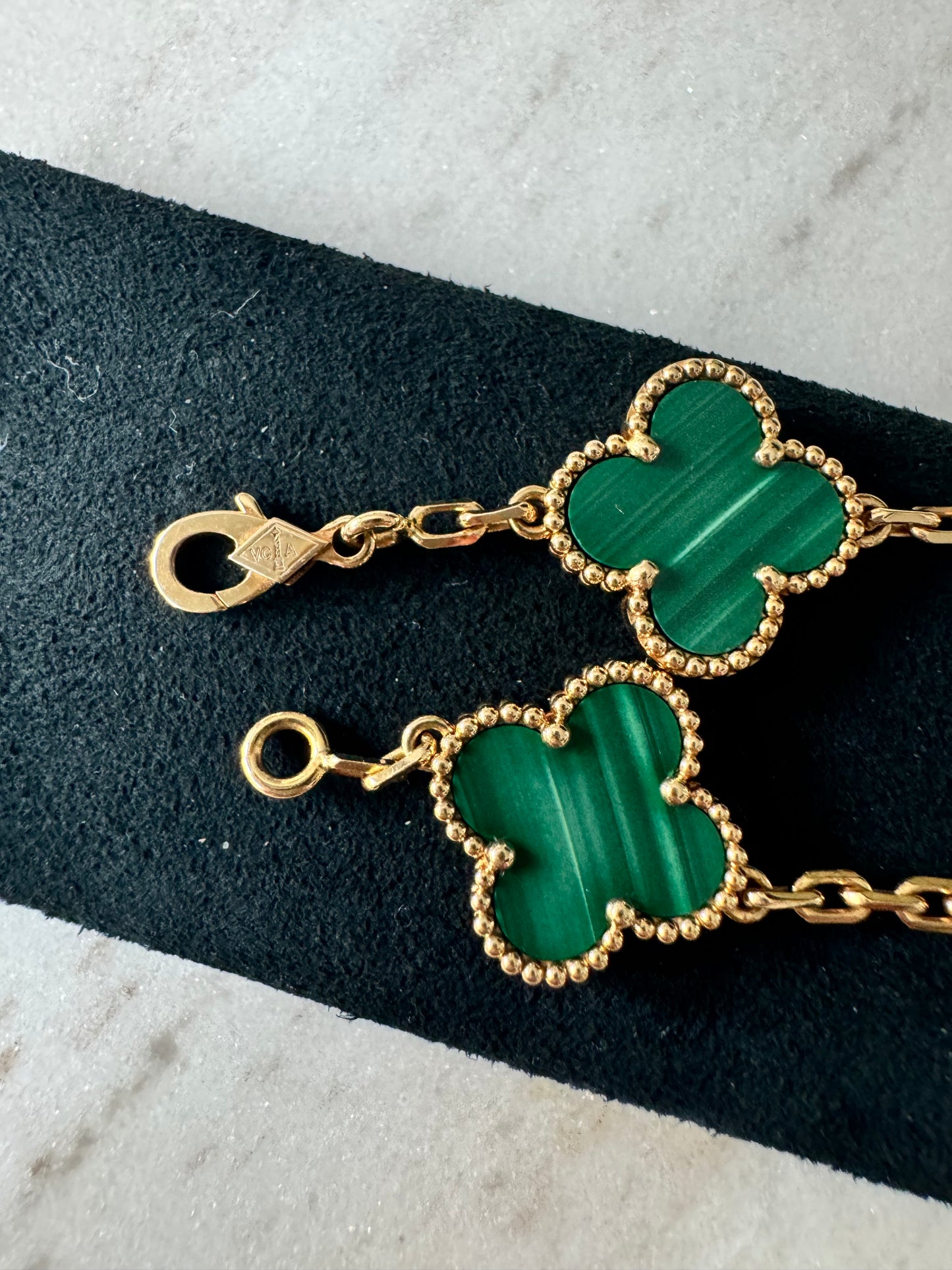 Van cleef and arpels 5motif Alhambra bracelet, malachite