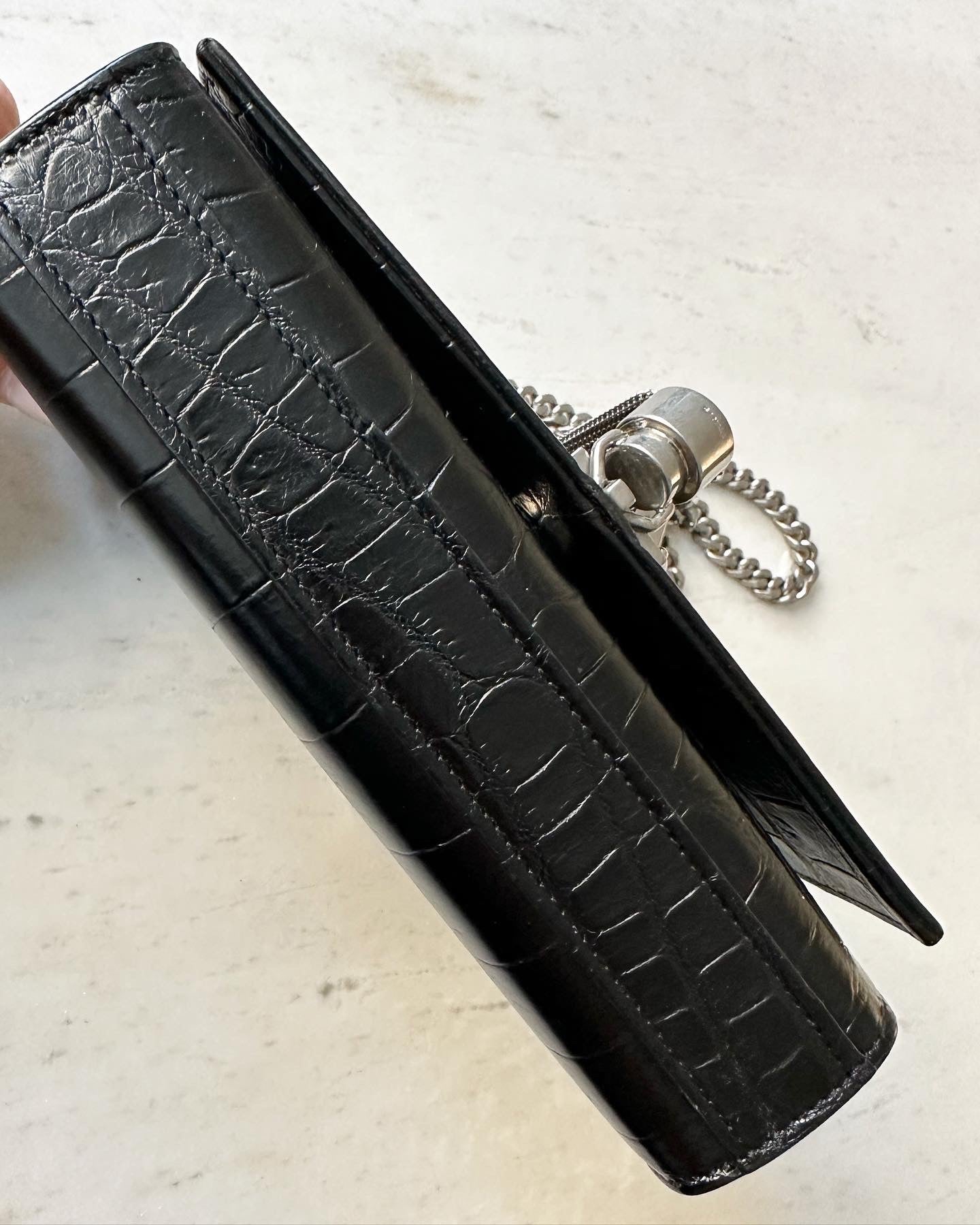 Saint Laurent Small Kate Croc Embossed bag