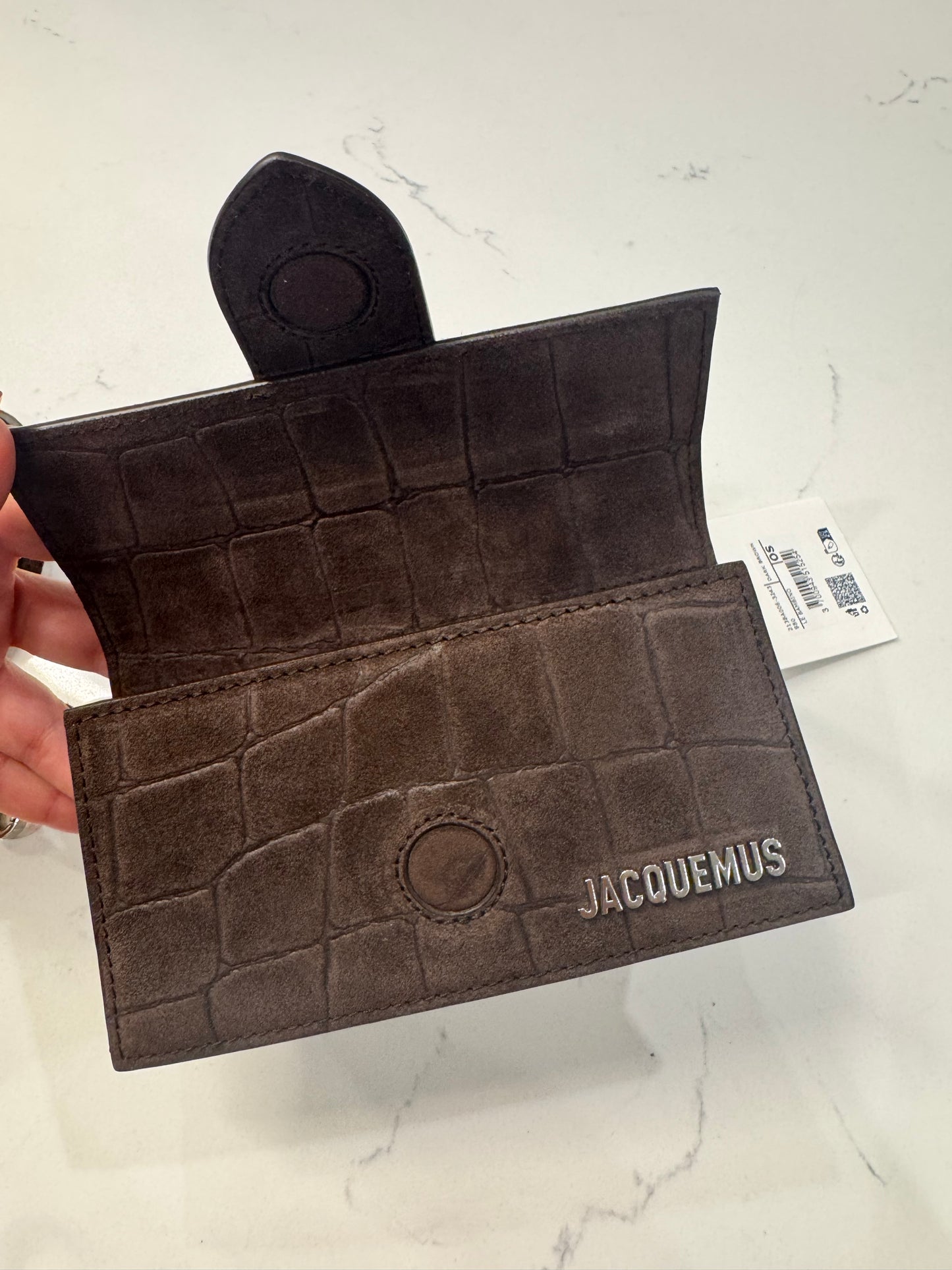 Jacquemus Le Bambino mini bag in crocodile/ suede