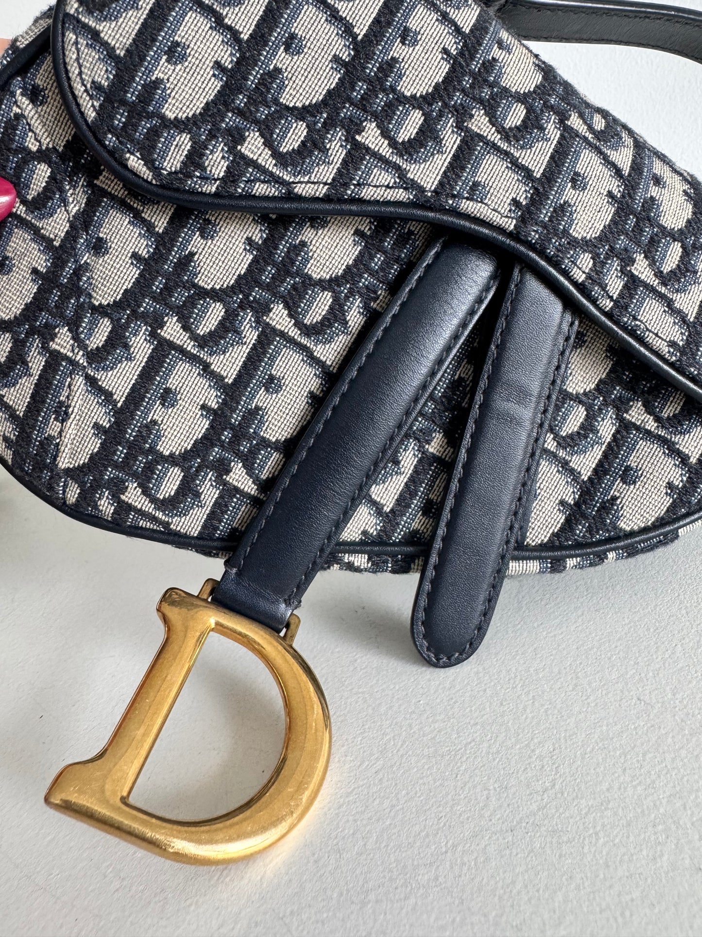 Christian Dior Mini Saddle Oblique Jacquard Bag with strap