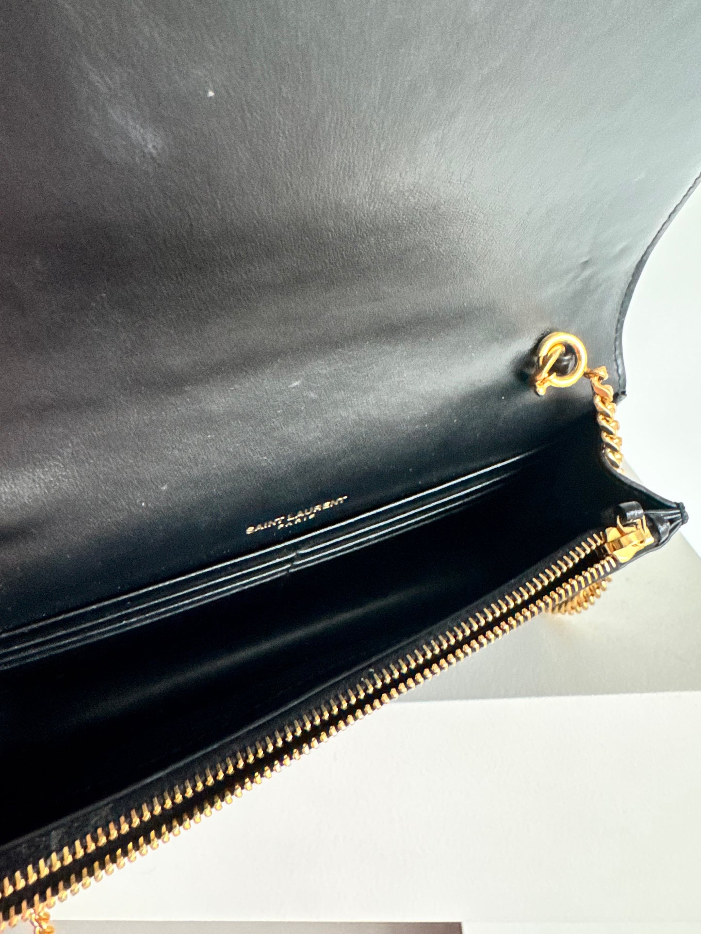 Saint Laurent Kate Wallet On Chain Croc Embossed bag