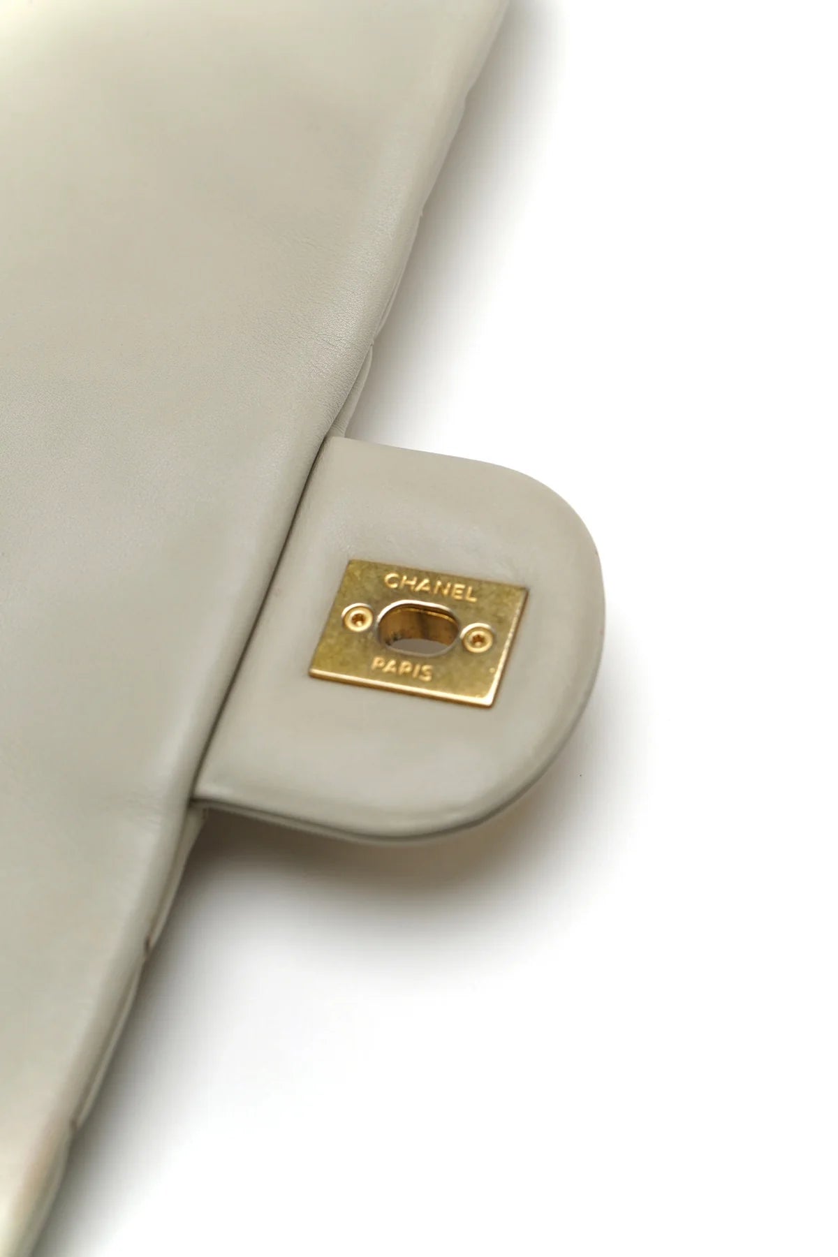 Chanel Calfskin Chevron Quilted Medium Double Flap Grey