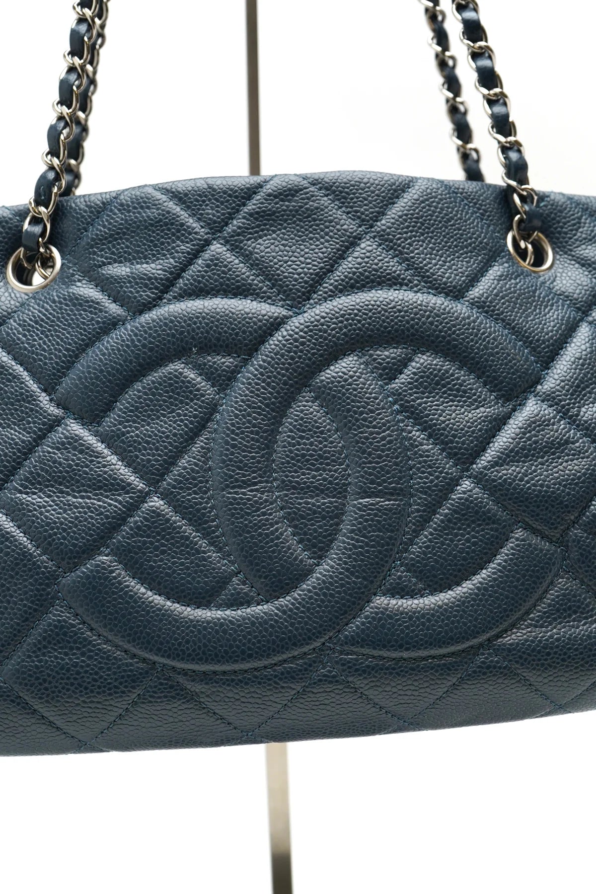 Chanel Caviar Quilted Timeless CC GST Tote Dark Navy Blue