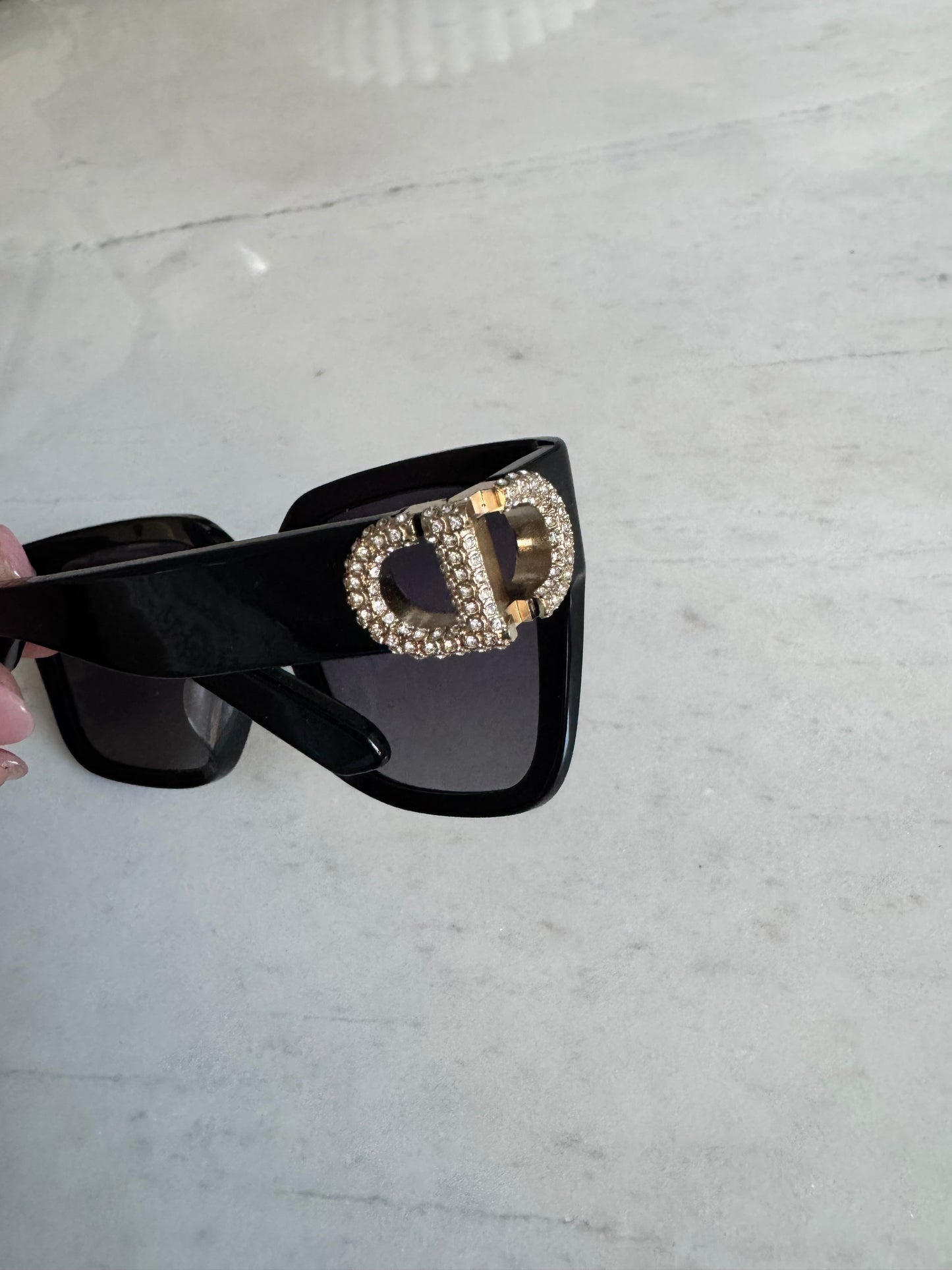 Christian Dior Black Square shape Crystal detailing