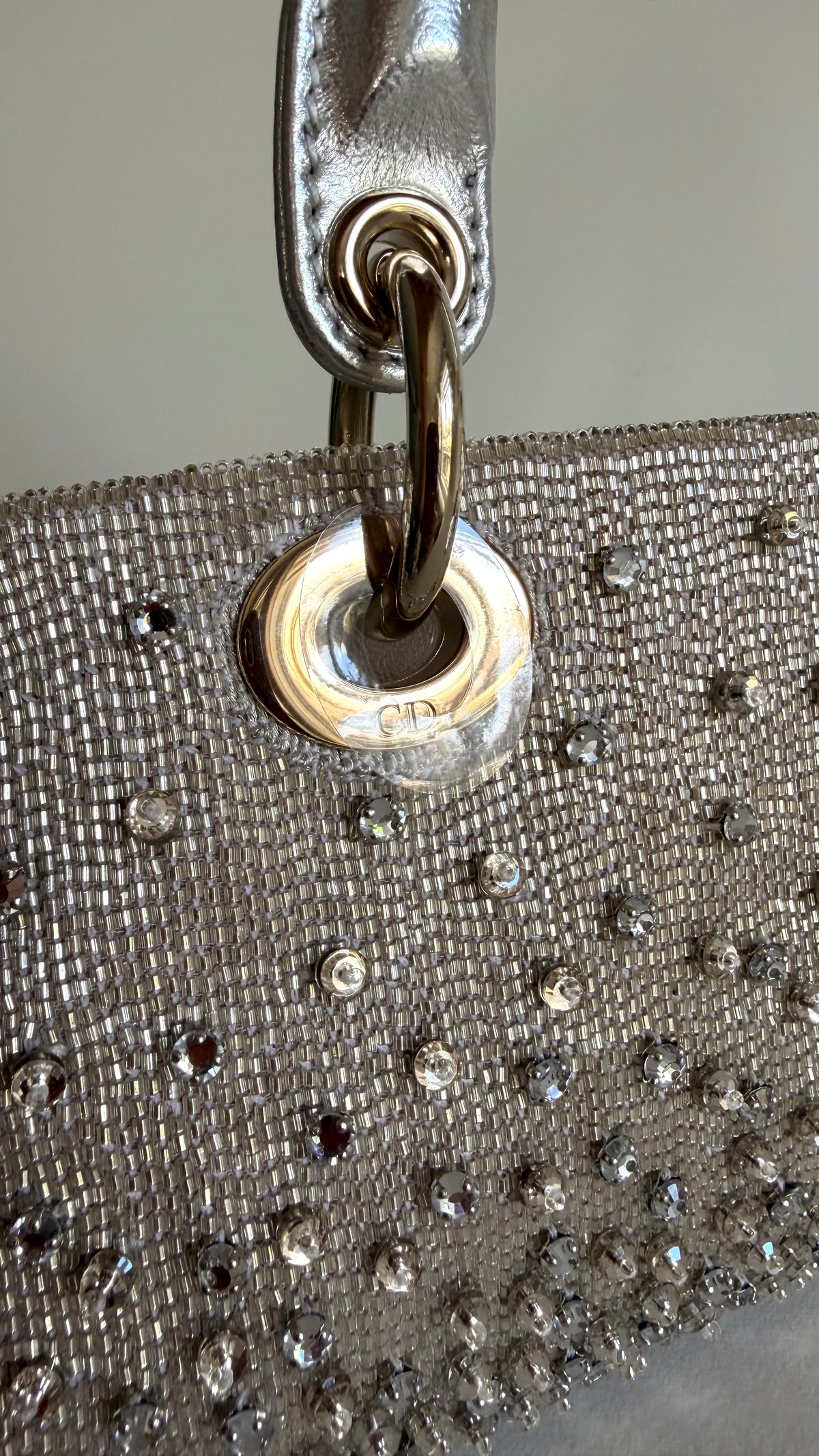 Christian Dior Metallic Lambskin Crystal Beaded Micro Lady D-Joy