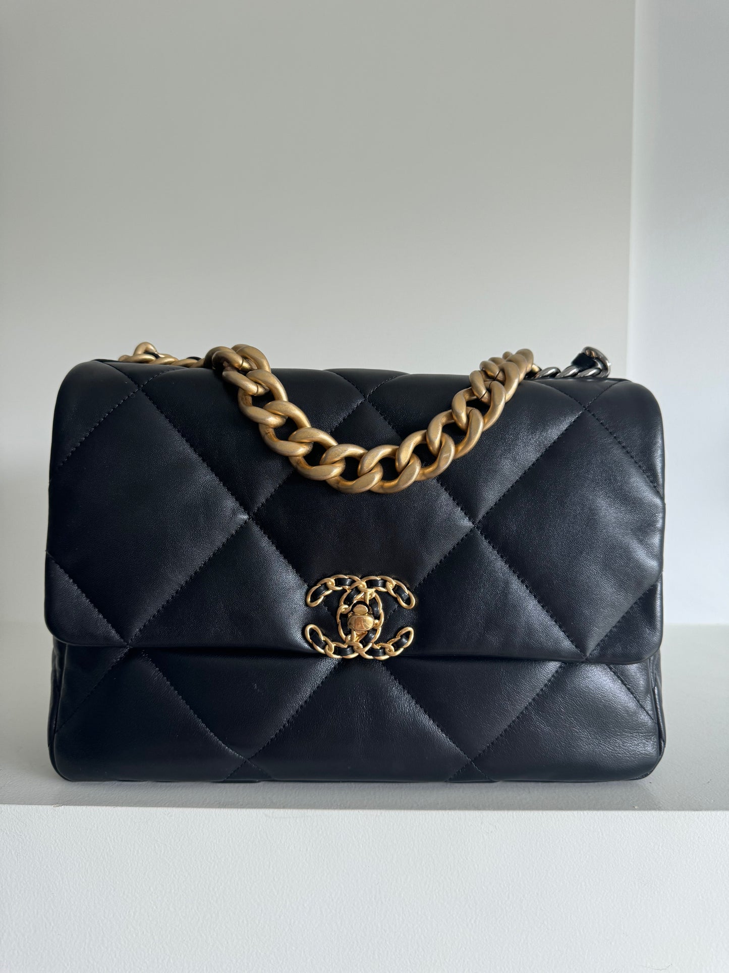 Chanel Black Quilted Lambskin Medium Chanel 19 Flap Bag Mixed Hardware