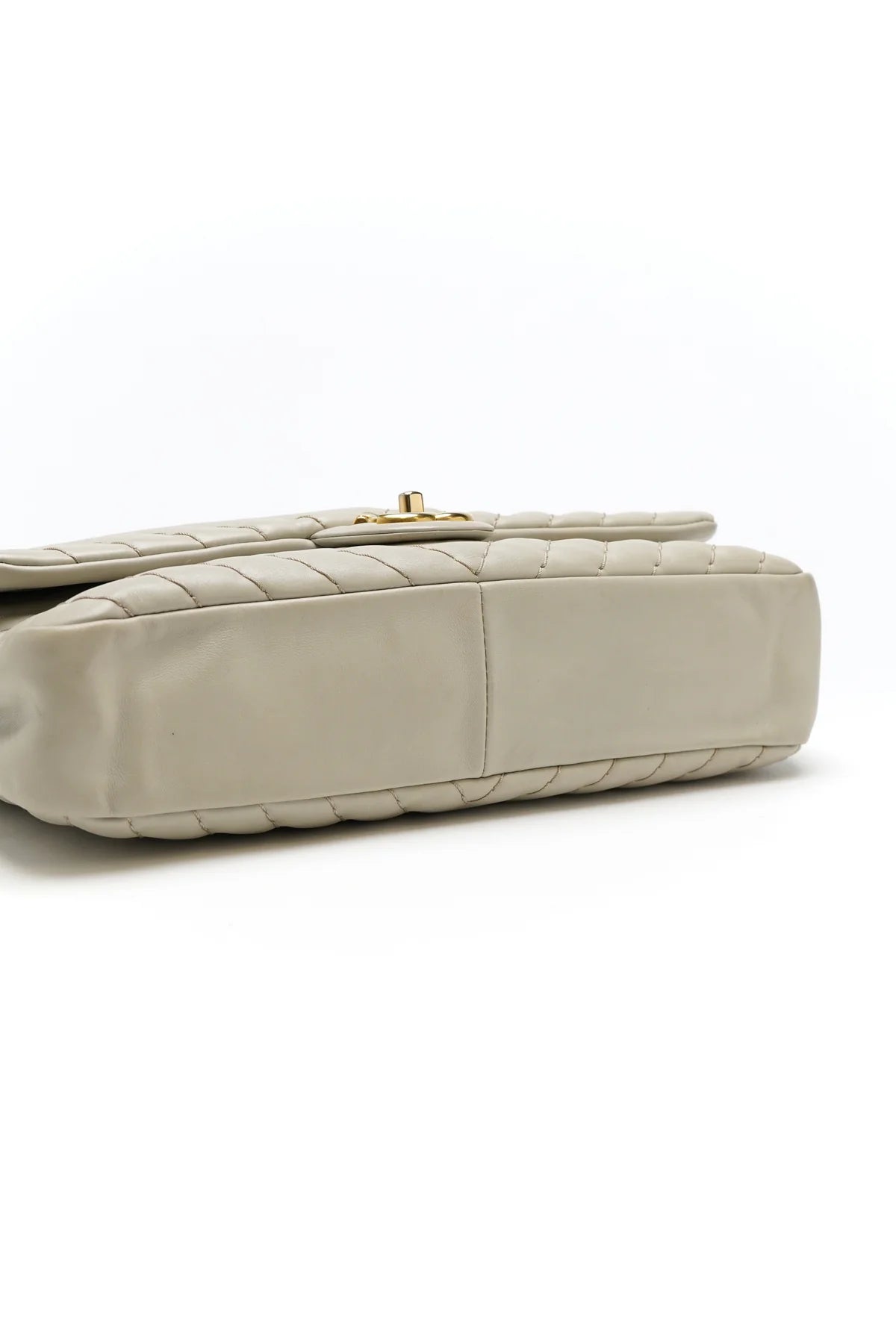 Chanel Calfskin Chevron Quilted Medium Double Flap Grey