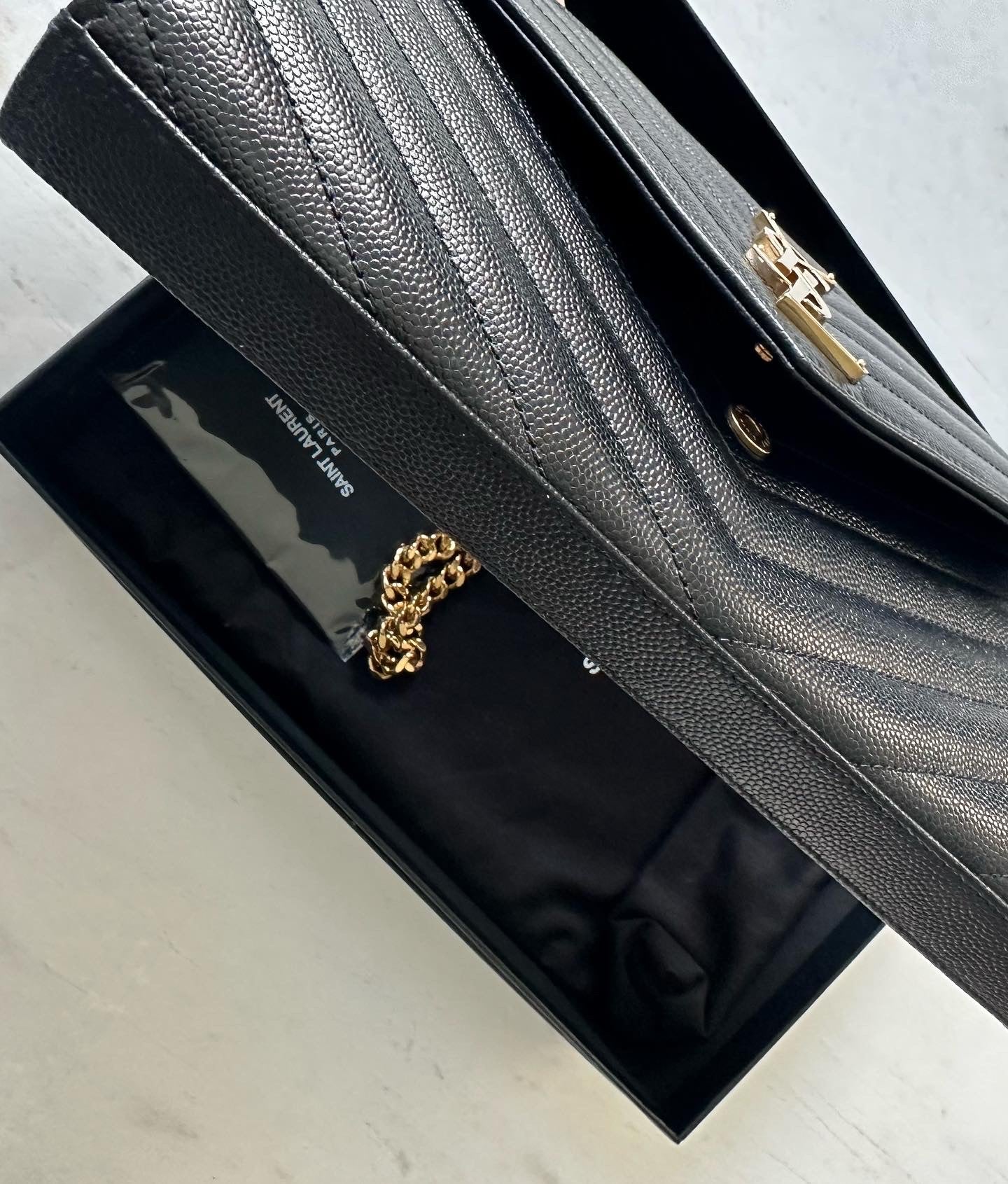 Saint Laurent envelope chain wallet